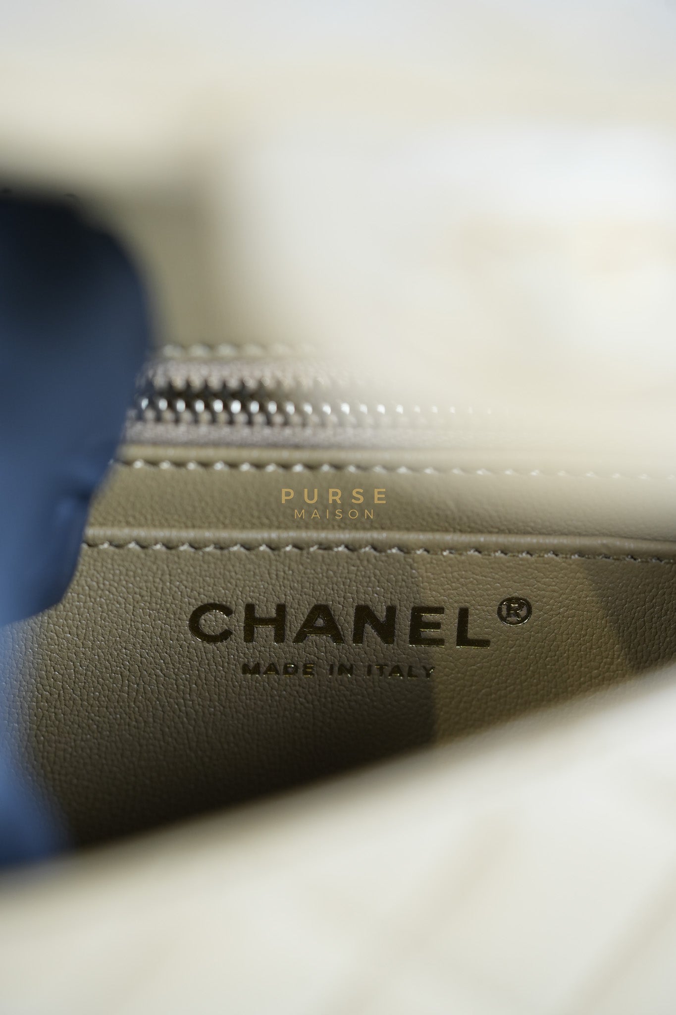 Mini Rectangle Flap Bag in Pearl Crush Beige Fonce Lambskin Leather & Gold Hardware Microchip | Purse Maison Luxury Bags Shop