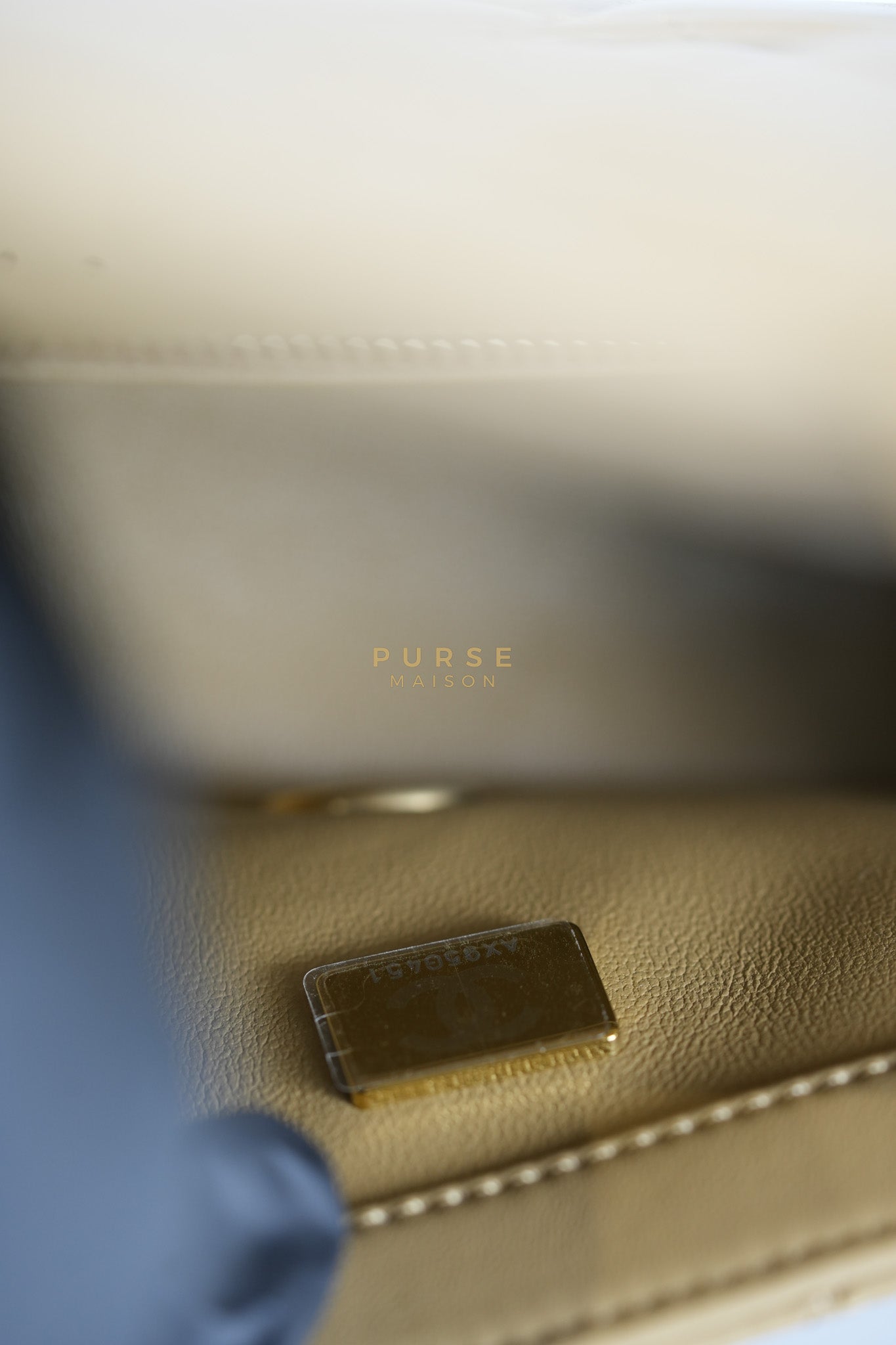 Mini Rectangle Flap Bag in Pearl Crush Beige Fonce Lambskin Leather & Gold Hardware Microchip | Purse Maison Luxury Bags Shop