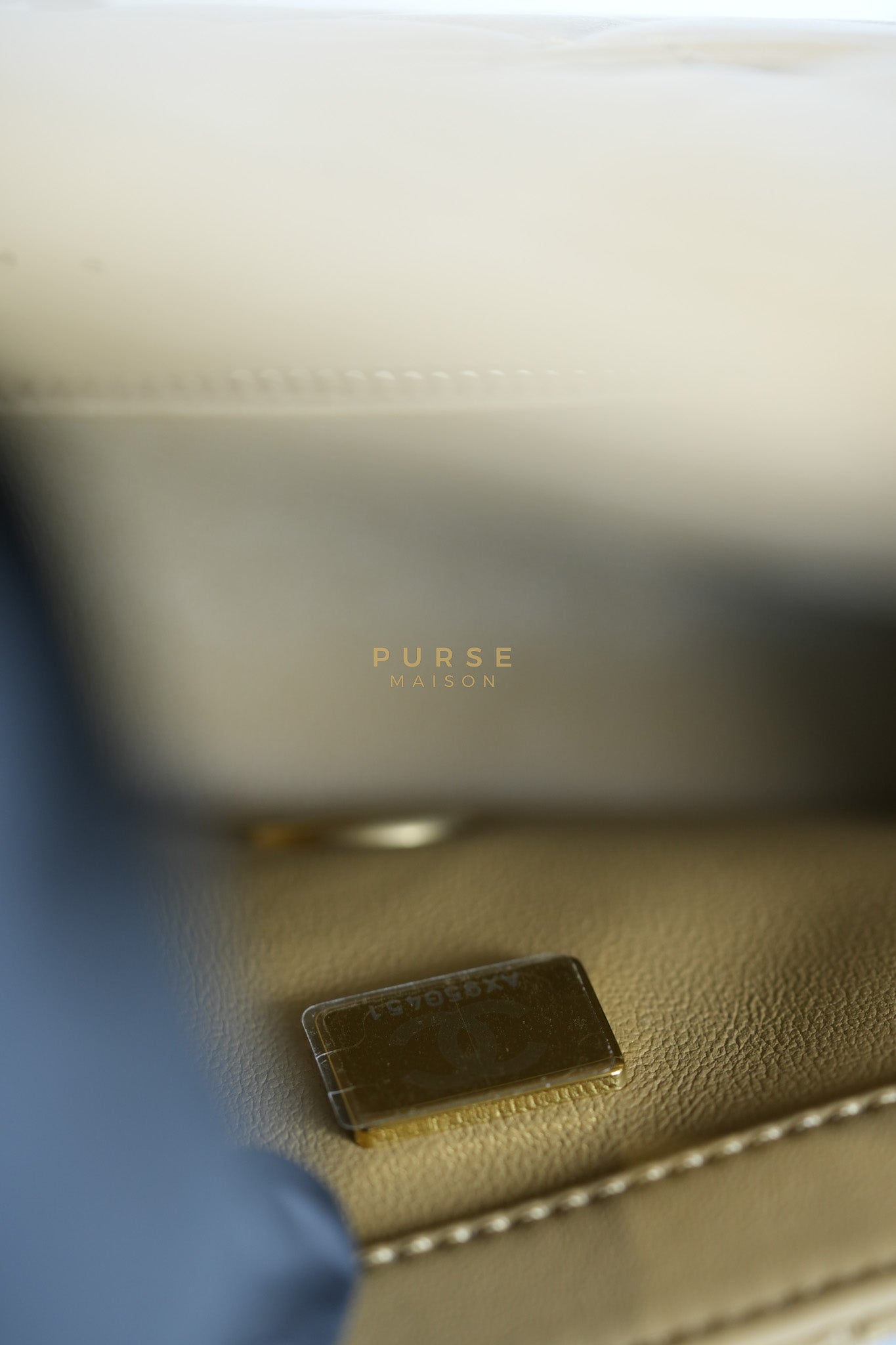 Mini Rectangle Flap Bag in Pearl Crush Beige Fonce Lambskin Leather & Gold Hardware Microchip | Purse Maison Luxury Bags Shop