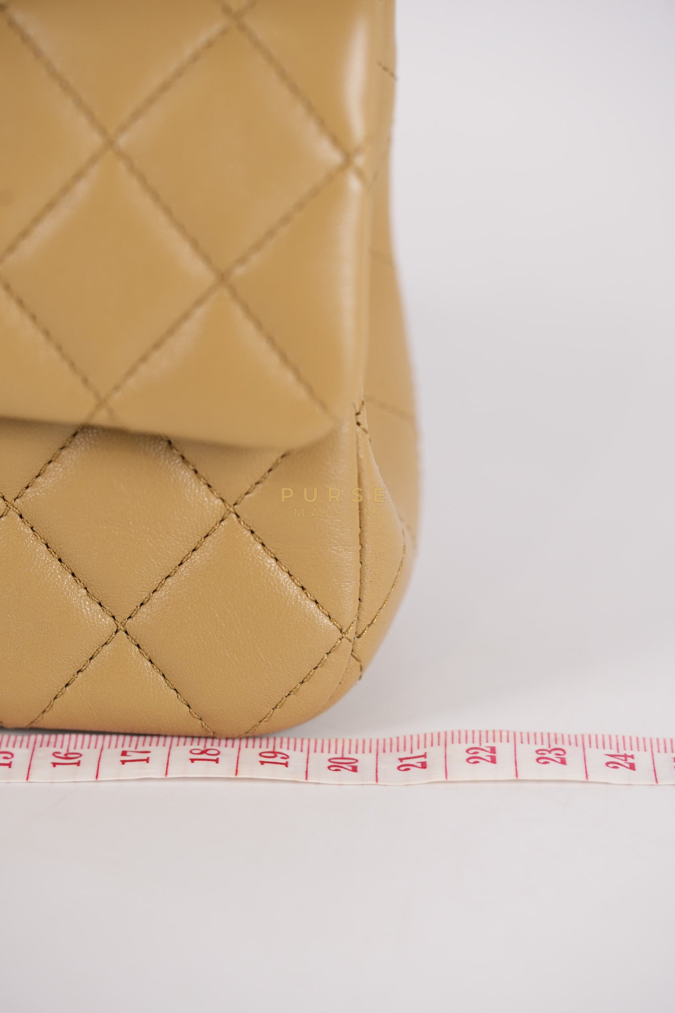 Mini Rectangle Flap Bag in Pearl Crush Beige Fonce Lambskin Leather & Gold Hardware Microchip | Purse Maison Luxury Bags Shop