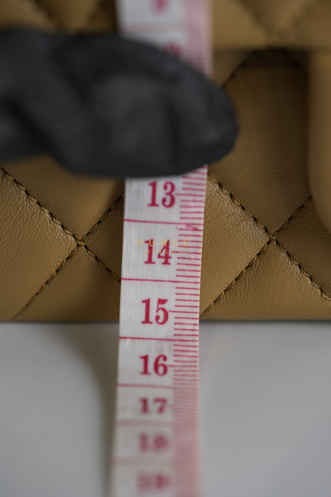 Mini Rectangle Flap Bag in Pearl Crush Beige Fonce Lambskin Leather & Gold Hardware Microchip | Purse Maison Luxury Bags Shop