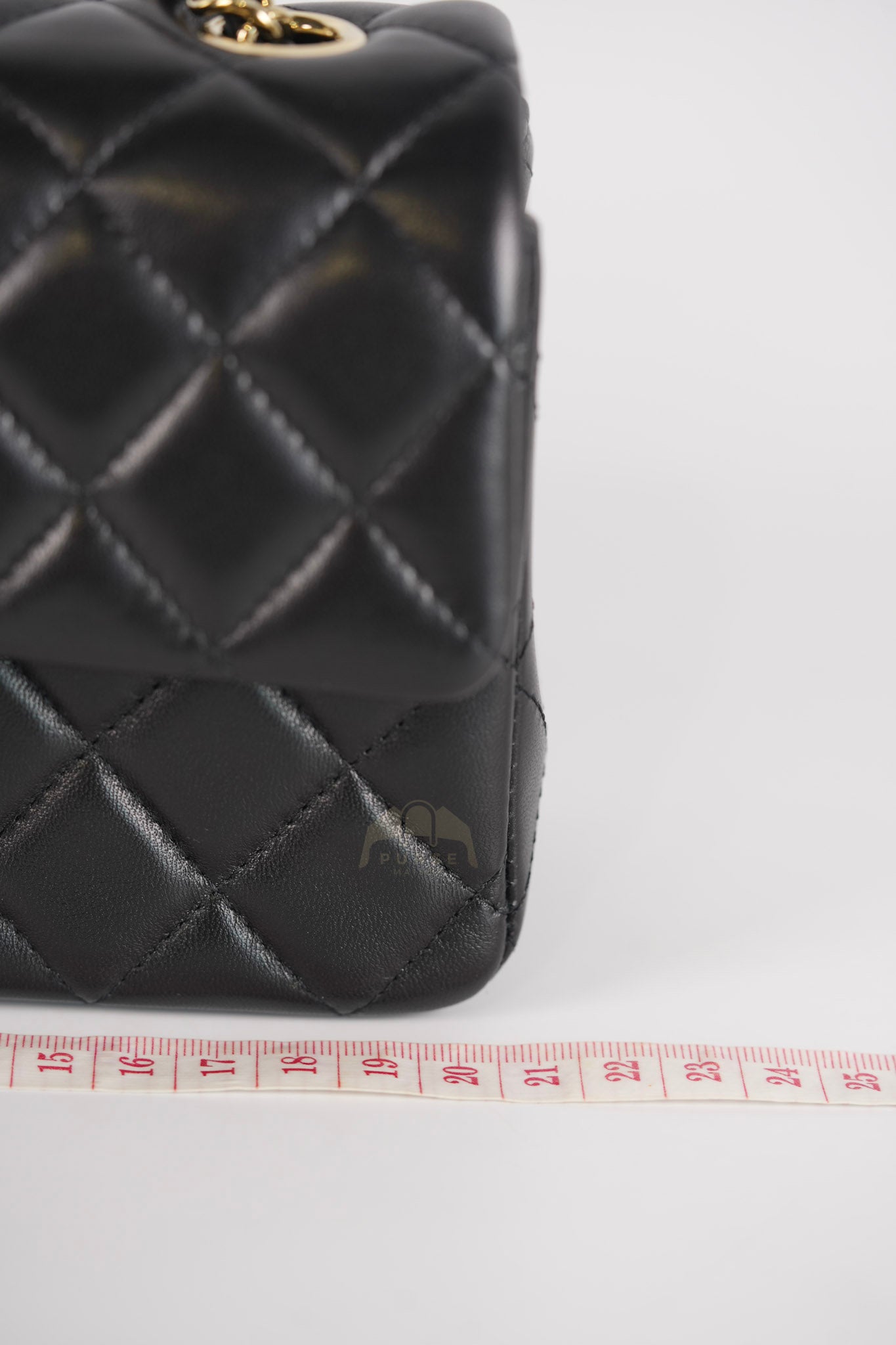 Mini Rectangle in Black Lambskin Leather and Light Gold Hardware (Microchip) | Purse Maison Luxury Bags Shop