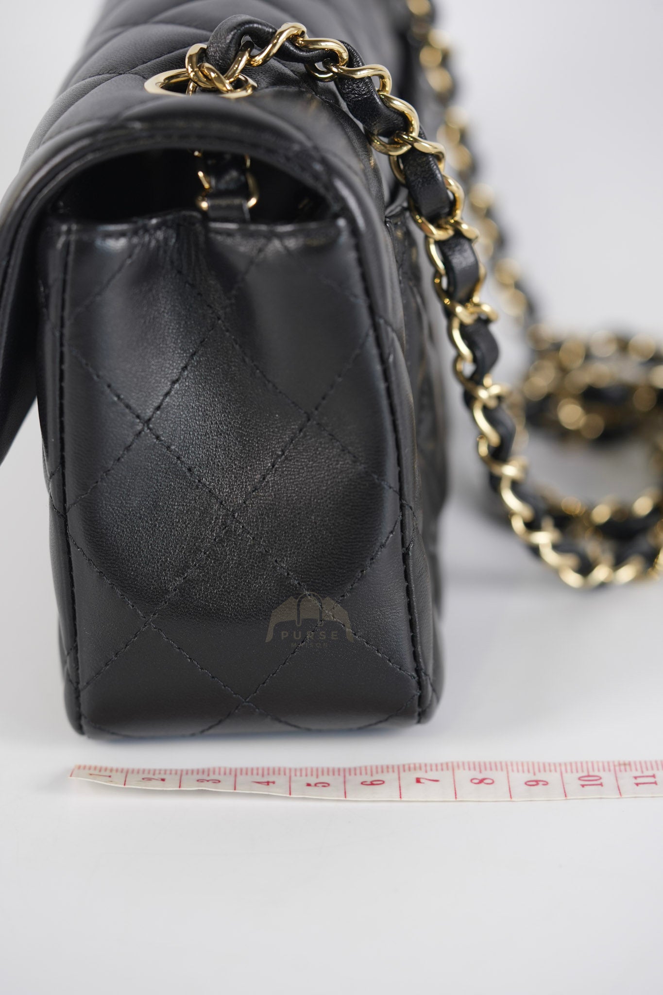 Mini Rectangle in Black Lambskin Leather and Light Gold Hardware (Microchip) | Purse Maison Luxury Bags Shop