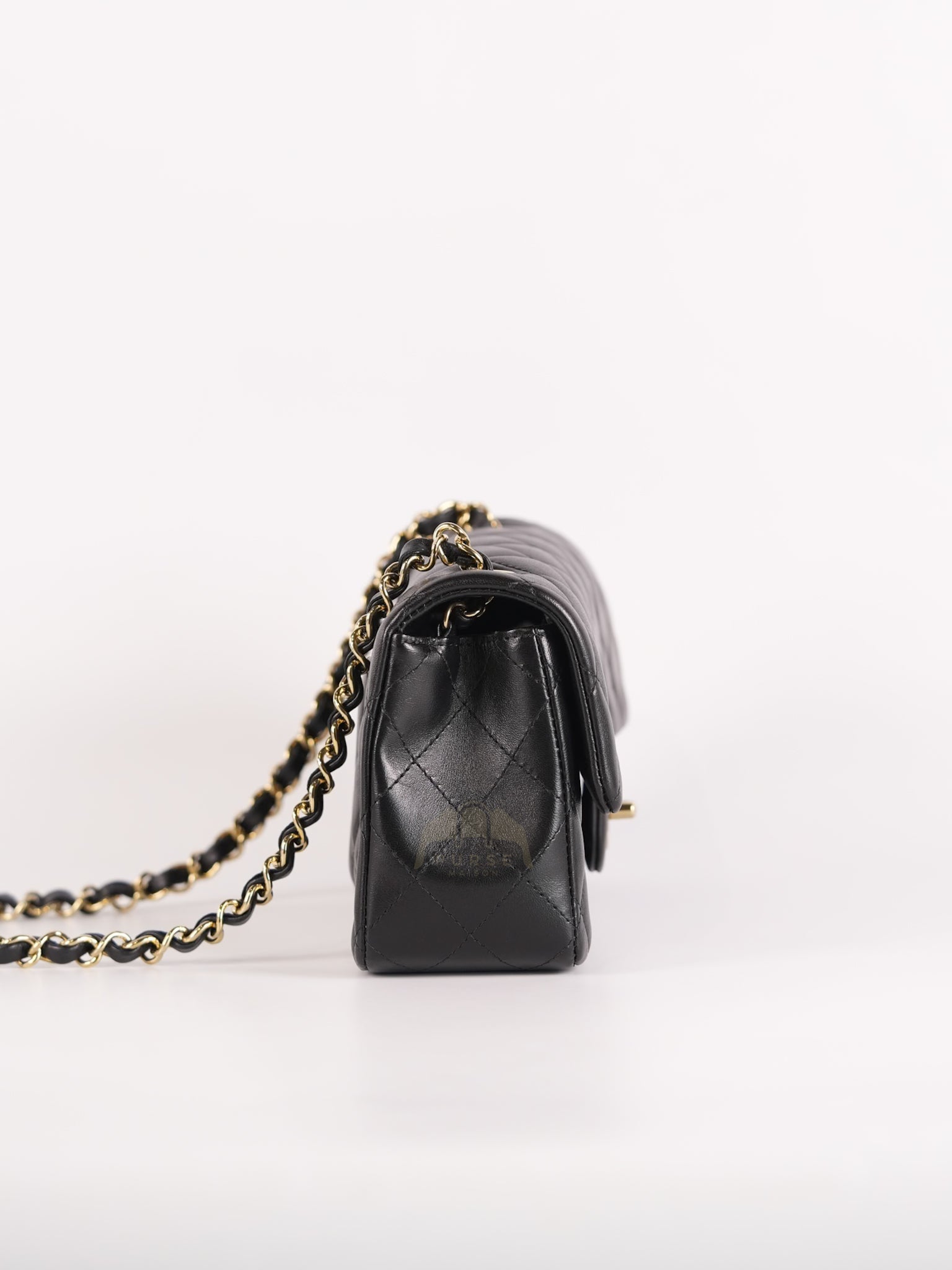 Mini Rectangle in Black Lambskin Leather and Light Gold Hardware (Microchip) | Purse Maison Luxury Bags Shop