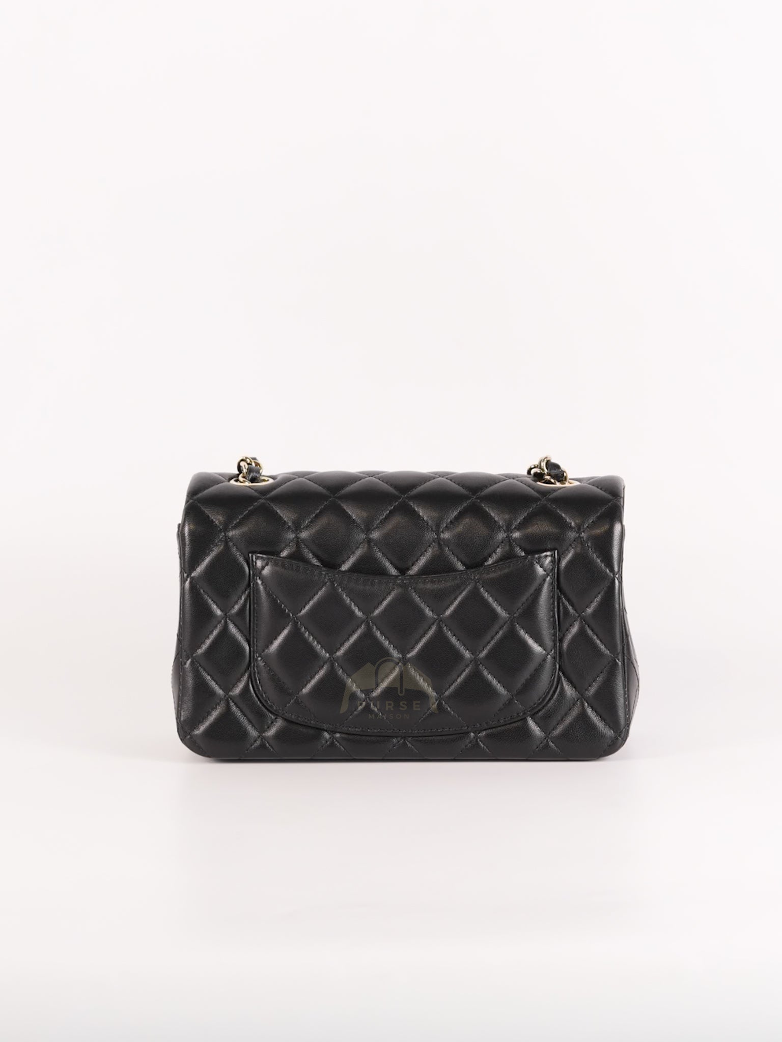 Mini Rectangle in Black Lambskin Leather and Light Gold Hardware (Microchip) | Purse Maison Luxury Bags Shop