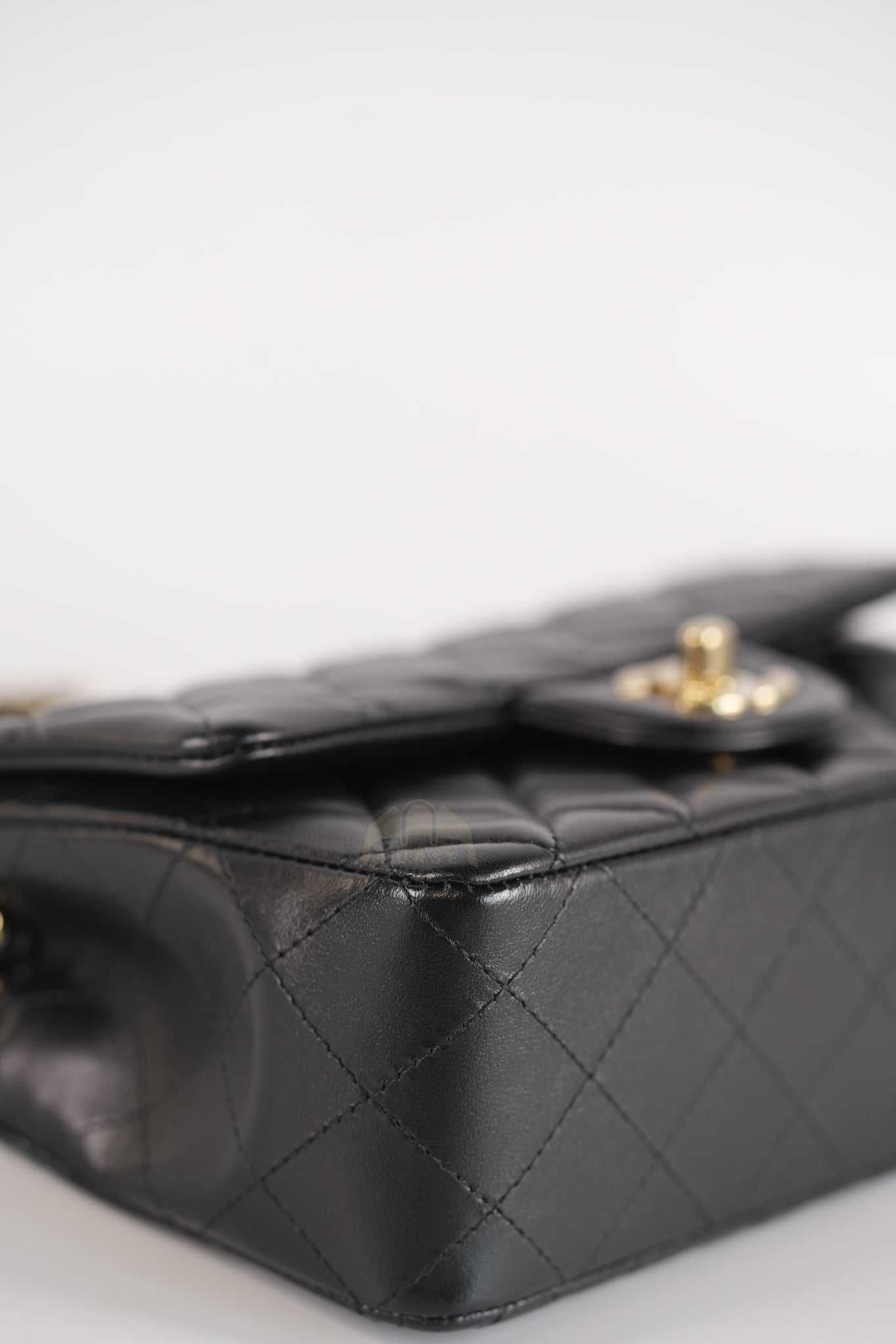 Mini Rectangle in Black Lambskin Leather and Light Gold Hardware (Microchip) | Purse Maison Luxury Bags Shop