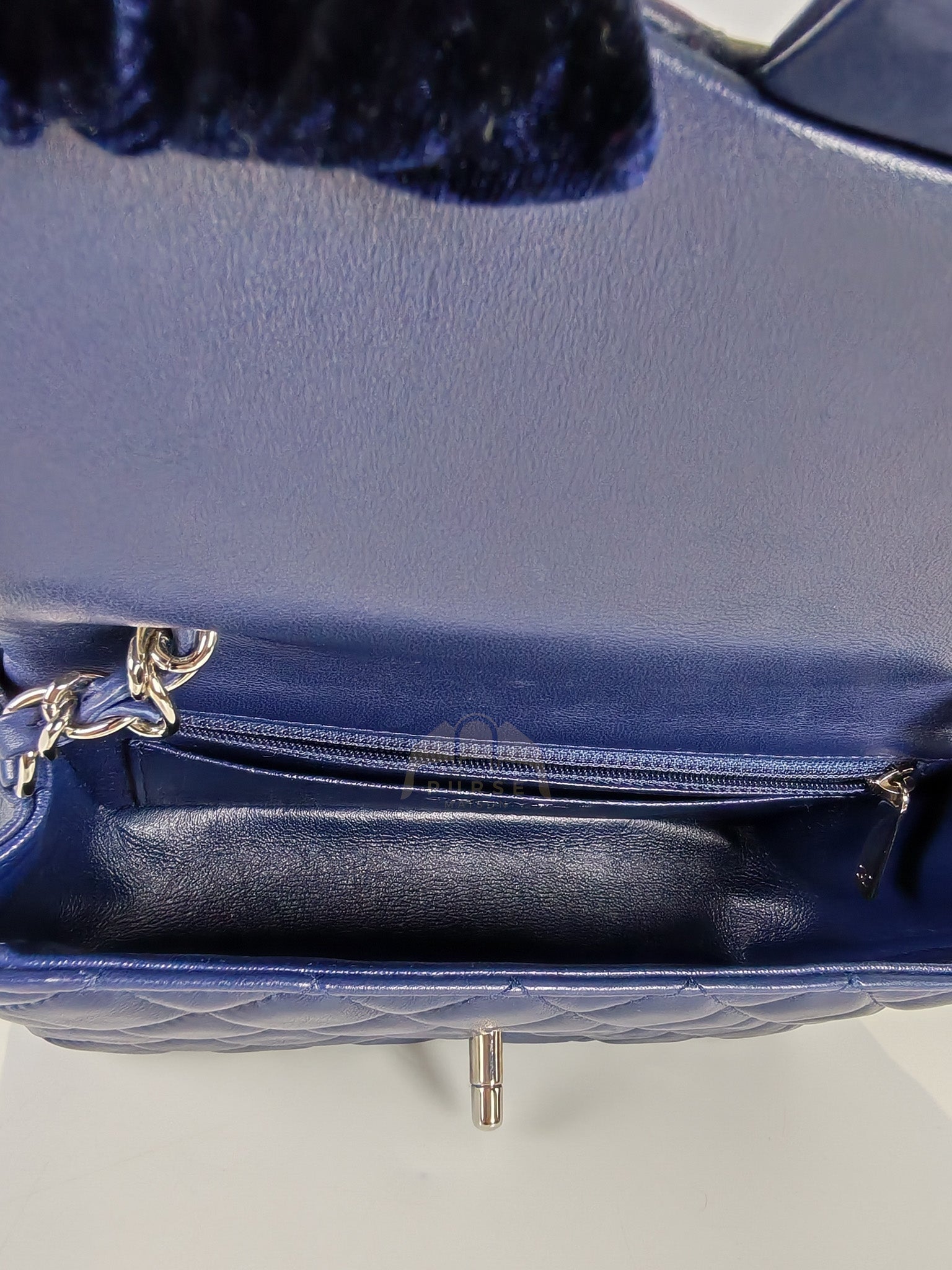 Mini Rectangle in Blue Lambskin Leather and Silver Hardware Series 28 | Purse Maison Luxury Bags Shop