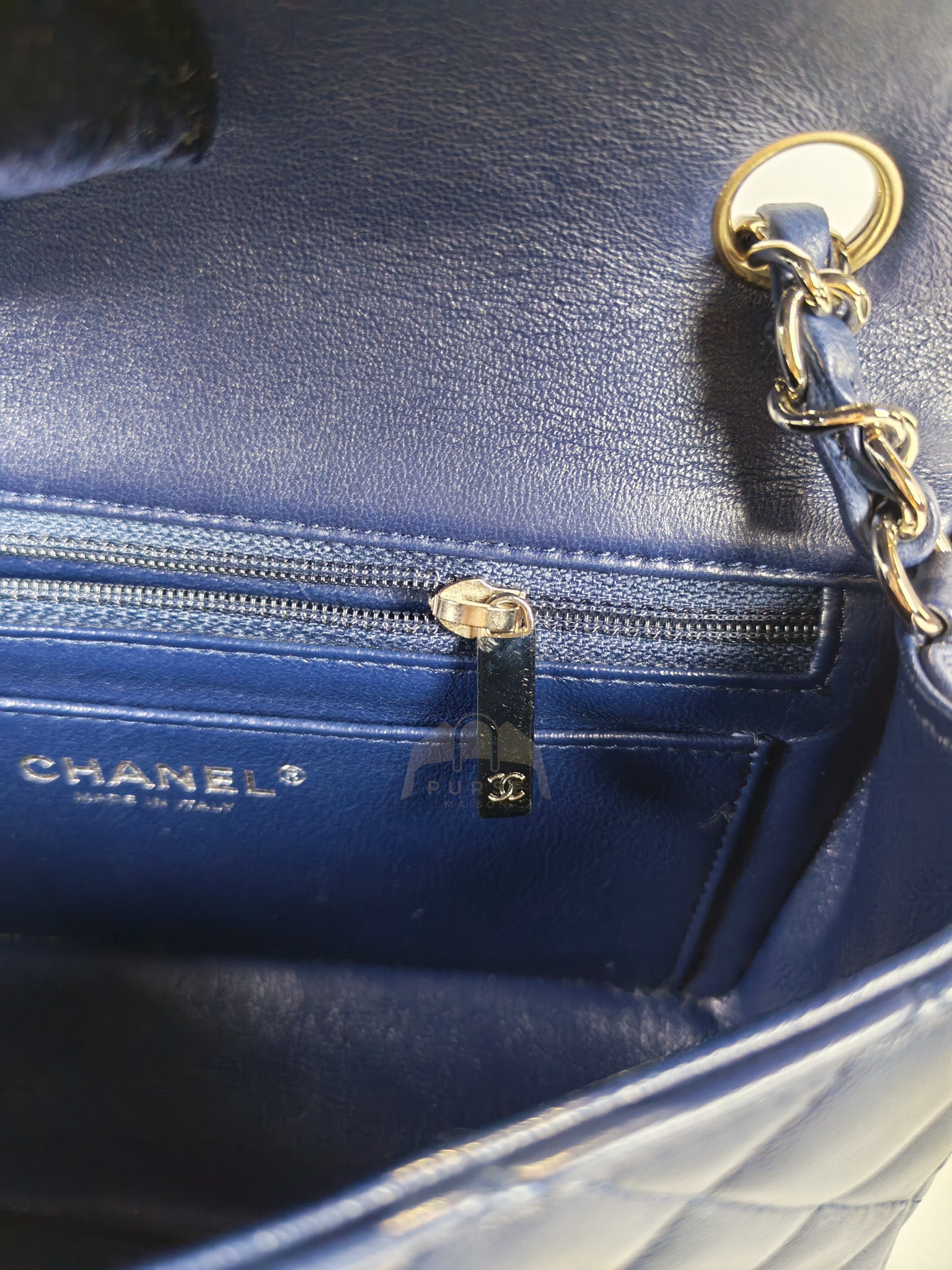 Mini Rectangle in Blue Lambskin Leather and Silver Hardware Series 28 | Purse Maison Luxury Bags Shop