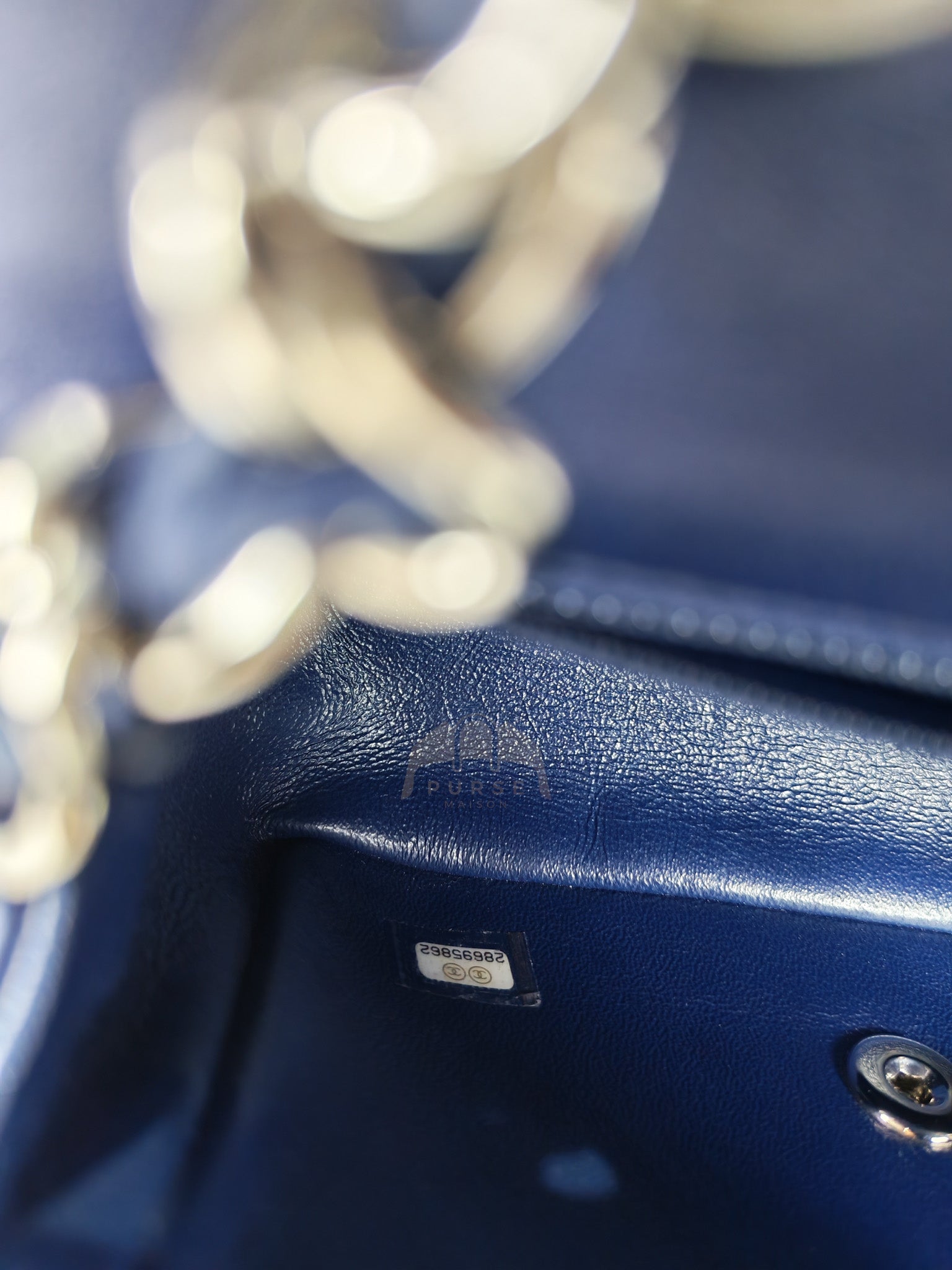 Mini Rectangle in Blue Lambskin Leather and Silver Hardware Series 28 | Purse Maison Luxury Bags Shop