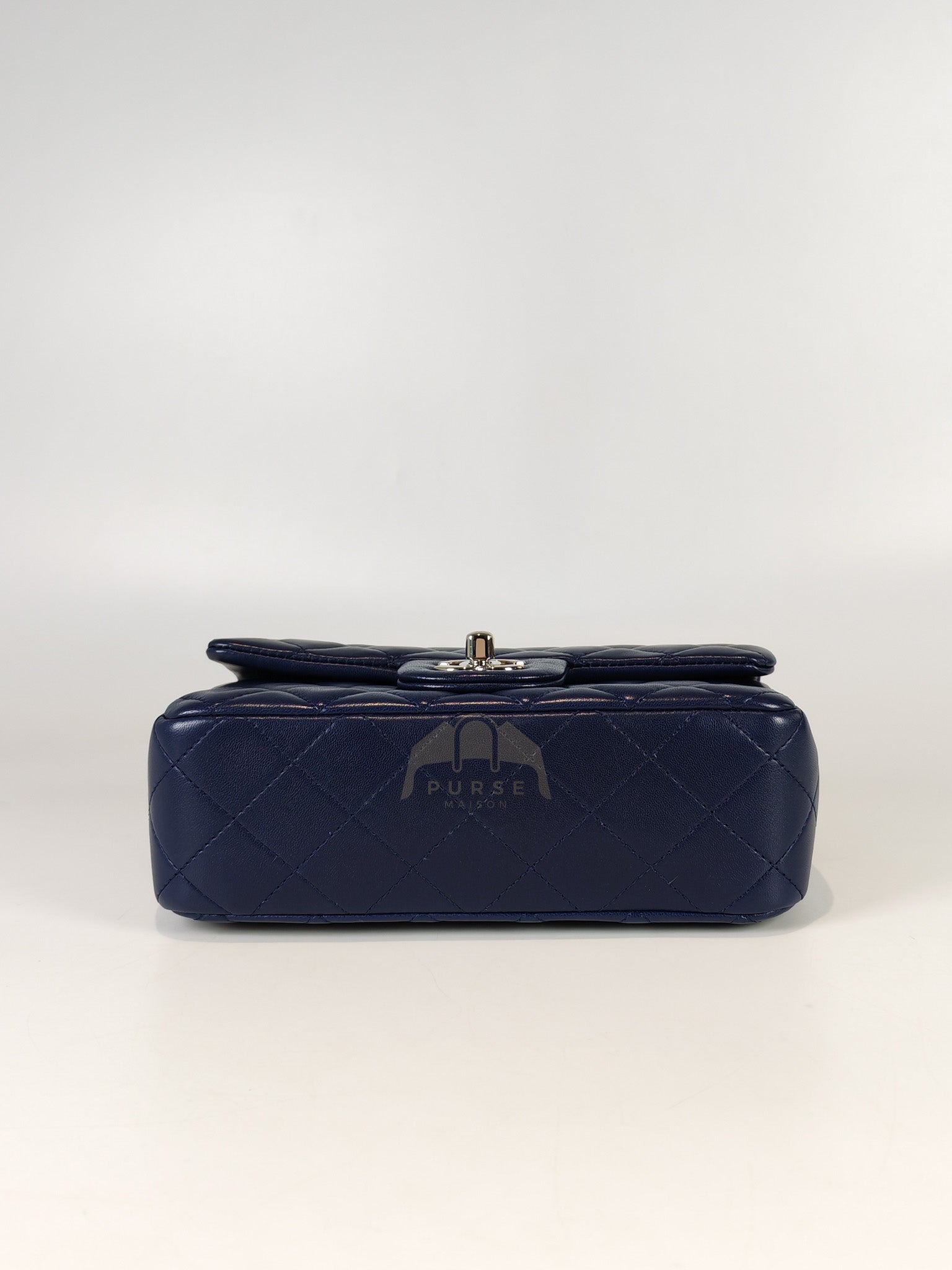 Mini Rectangle in Blue Lambskin Leather and Silver Hardware Series 28 | Purse Maison Luxury Bags Shop