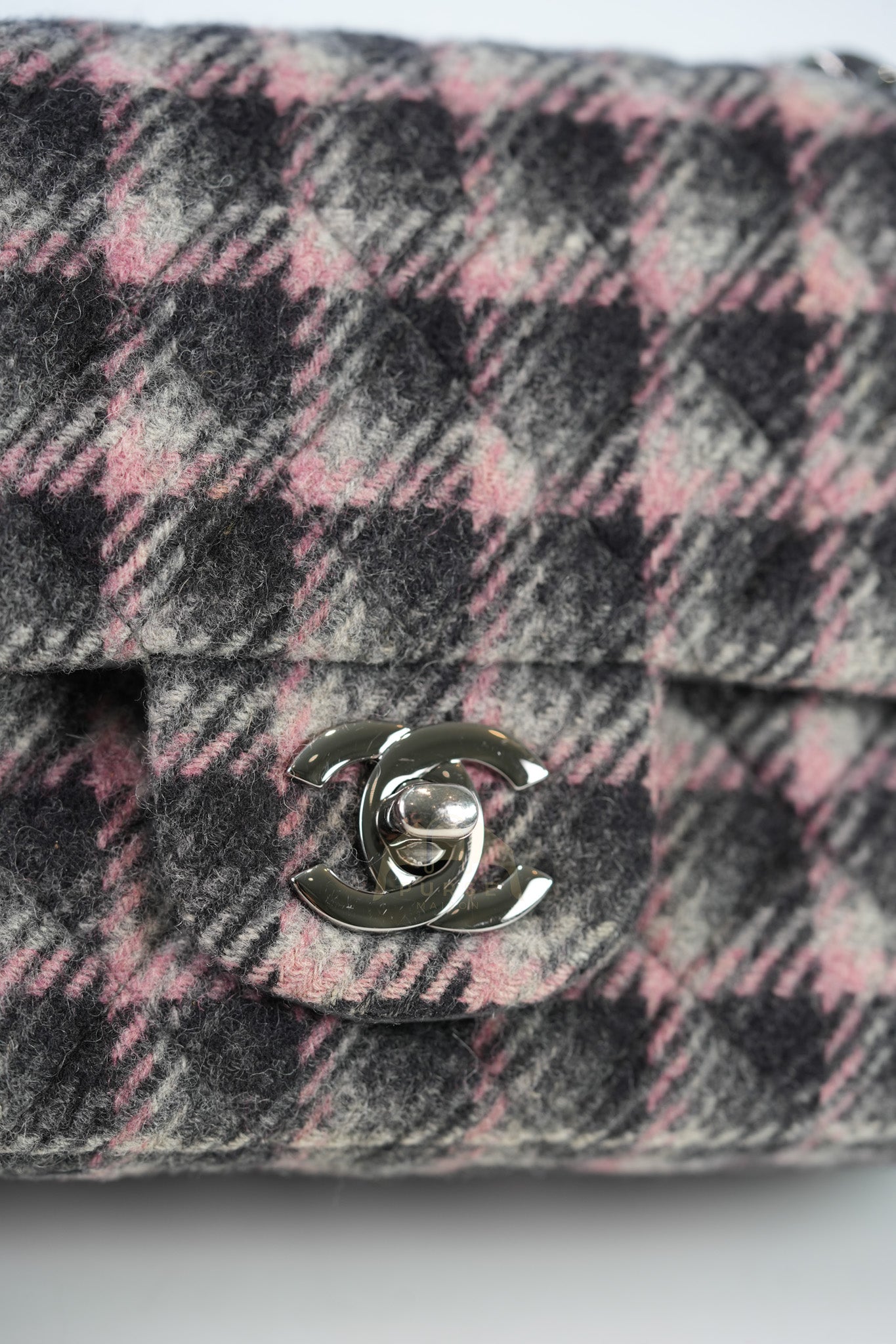 Mini Rectangle in Multicolor Wool Tweed Flap Crossbody Bag Silver Hardware (Microchip) | Purse Maison Luxury Bags Shop