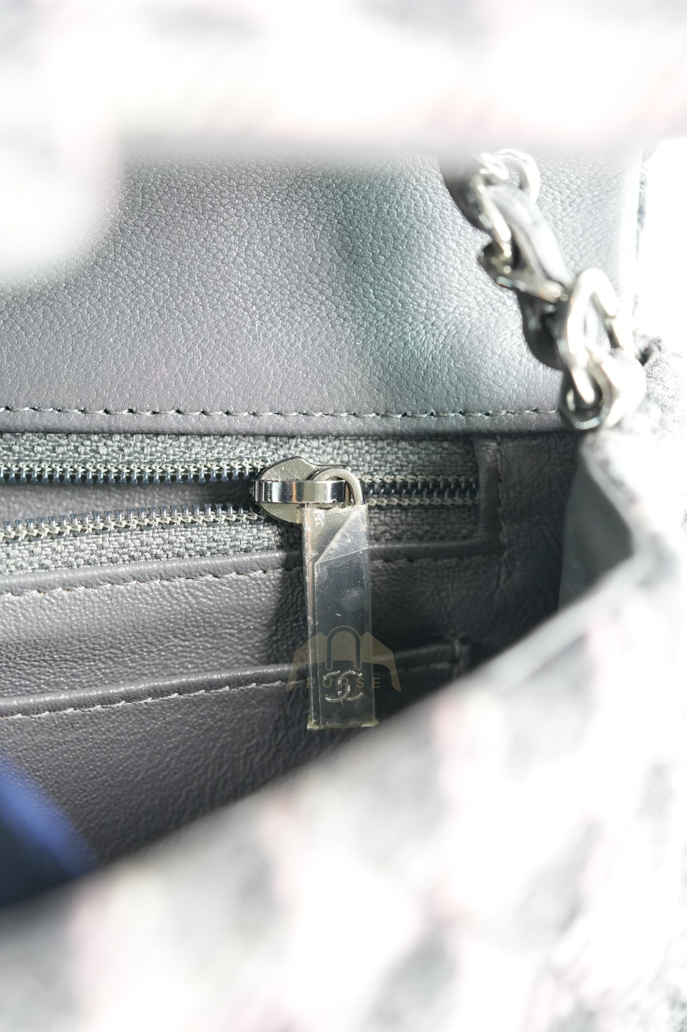 Mini Rectangle in Multicolor Wool Tweed Flap Crossbody Bag Silver Hardware (Microchip) | Purse Maison Luxury Bags Shop