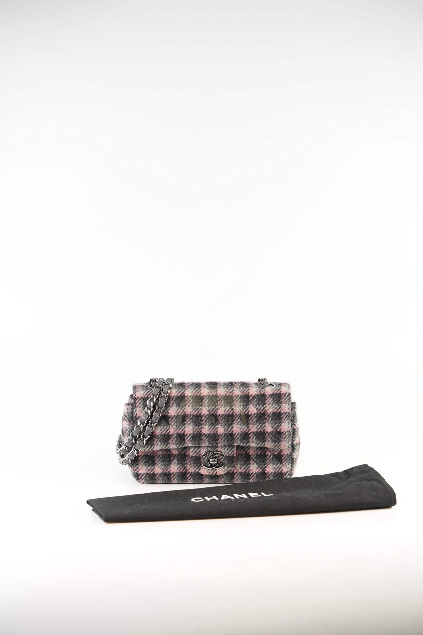 Mini Rectangle in Multicolor Wool Tweed Flap Crossbody Bag Silver Hardware (Microchip) | Purse Maison Luxury Bags Shop
