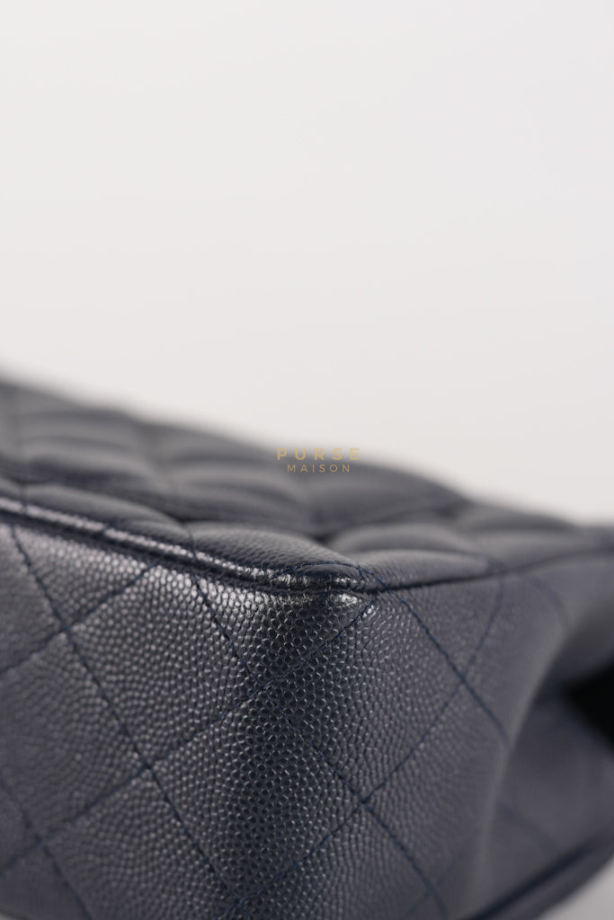 Mini Rectangular in Navy Blue Caviar Leather & Light Gold Hardware Series 26 | Purse Maison Luxury Bags Shop