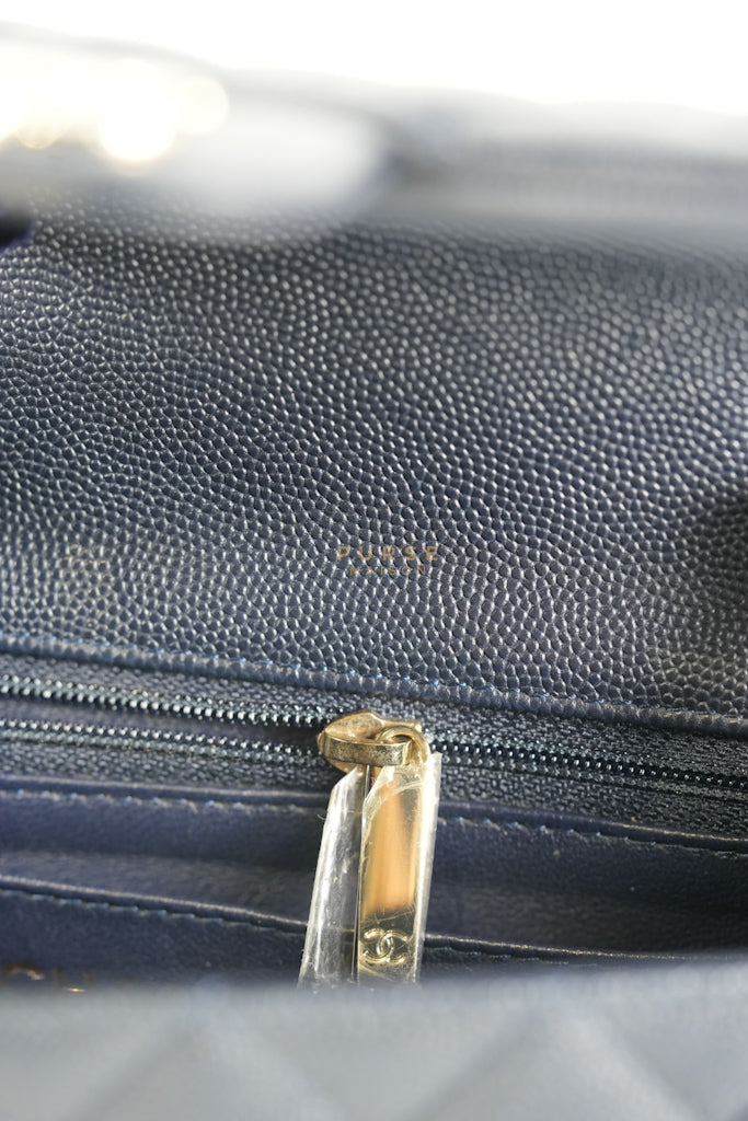 Mini Rectangular in Navy Blue Caviar Leather & Light Gold Hardware Series 26 | Purse Maison Luxury Bags Shop