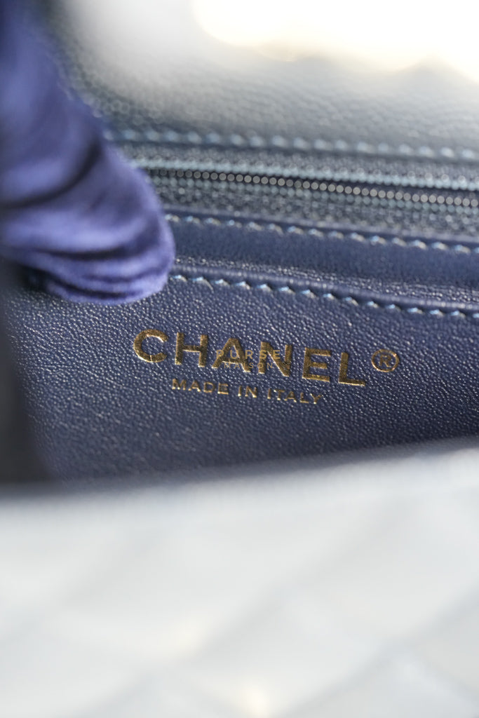 Mini Rectangular in Navy Blue Caviar Leather & Light Gold Hardware Series 26 | Purse Maison Luxury Bags Shop