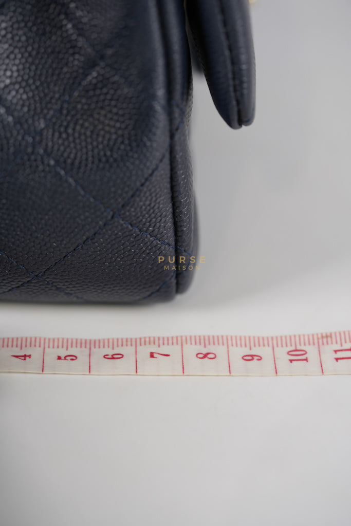 Mini Rectangular in Navy Blue Caviar Leather & Light Gold Hardware Series 26 | Purse Maison Luxury Bags Shop