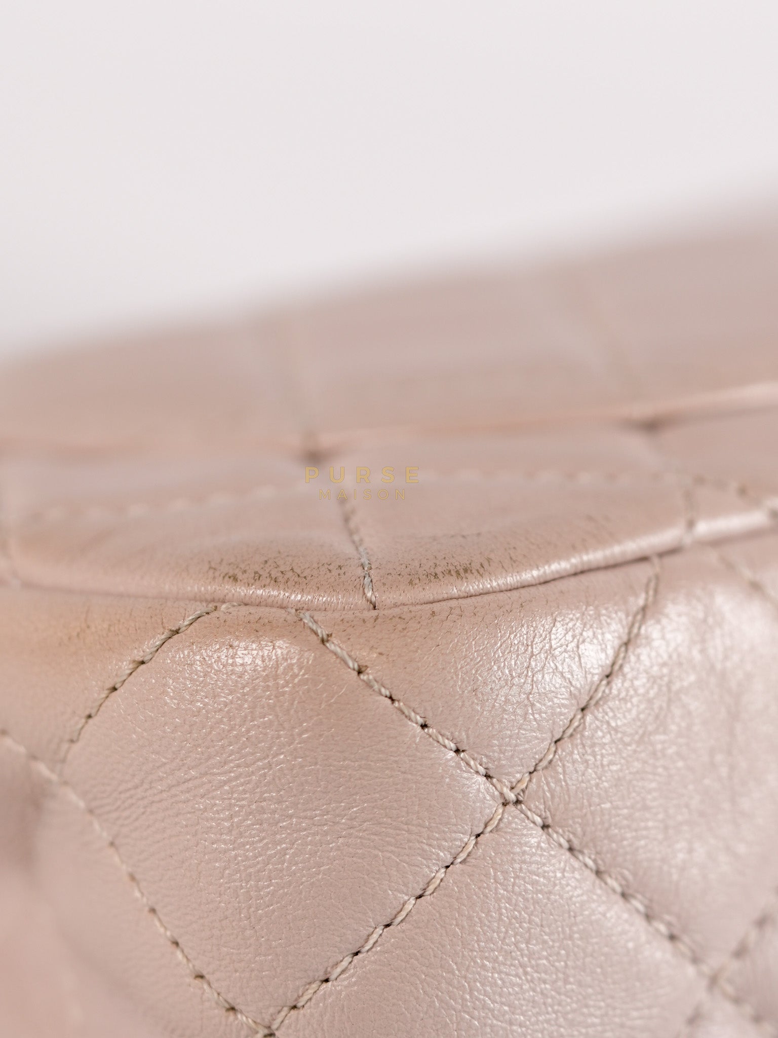 Mini Rectangle Pearl Crush in Light Purplish Gray Lambskin Leather and Aged Gold Hardware (Microchip) | Purse Maison Luxury Bags Shop