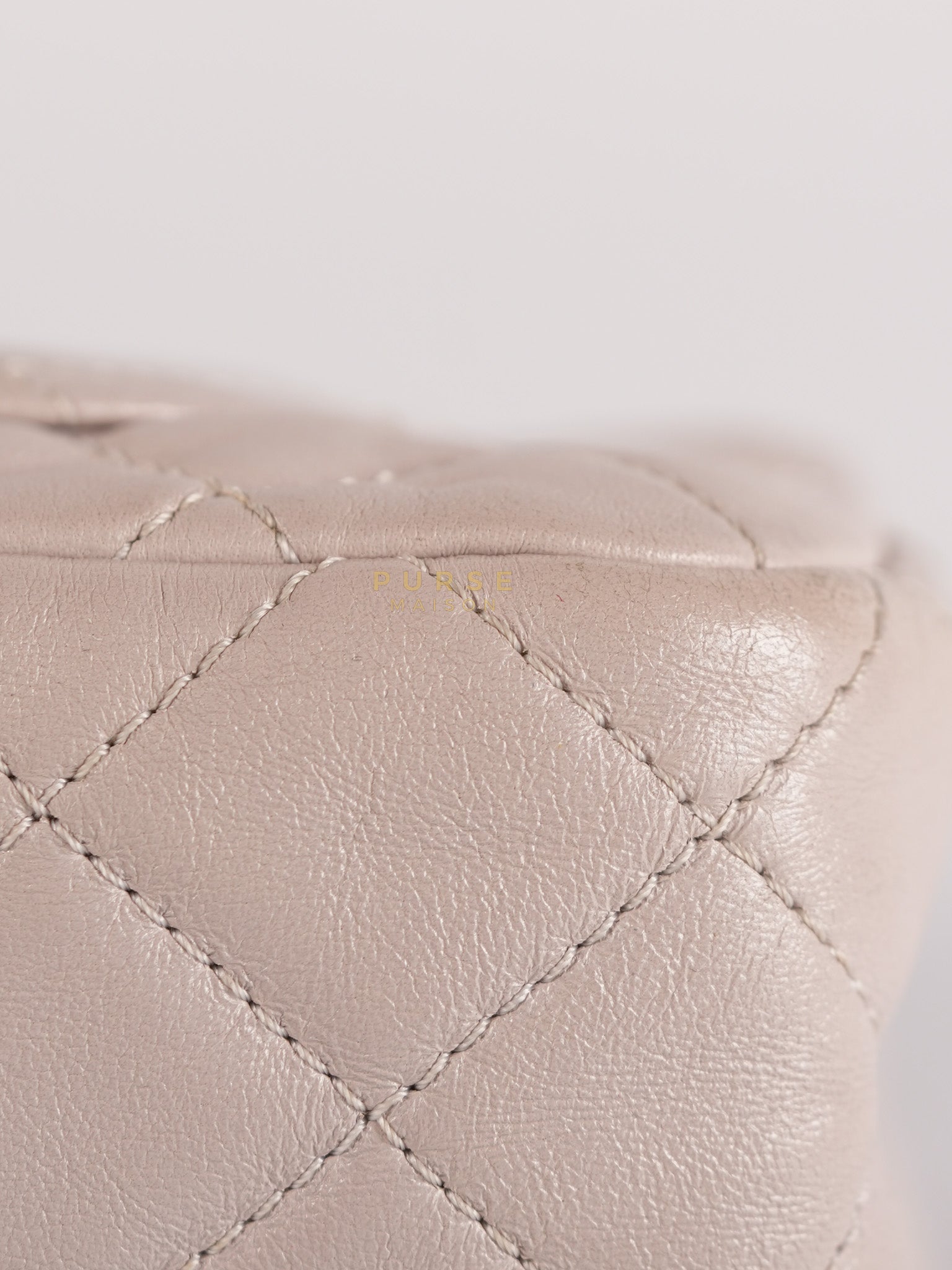 Mini Rectangle Pearl Crush in Light Purplish Gray Lambskin Leather and Aged Gold Hardware (Microchip) | Purse Maison Luxury Bags Shop