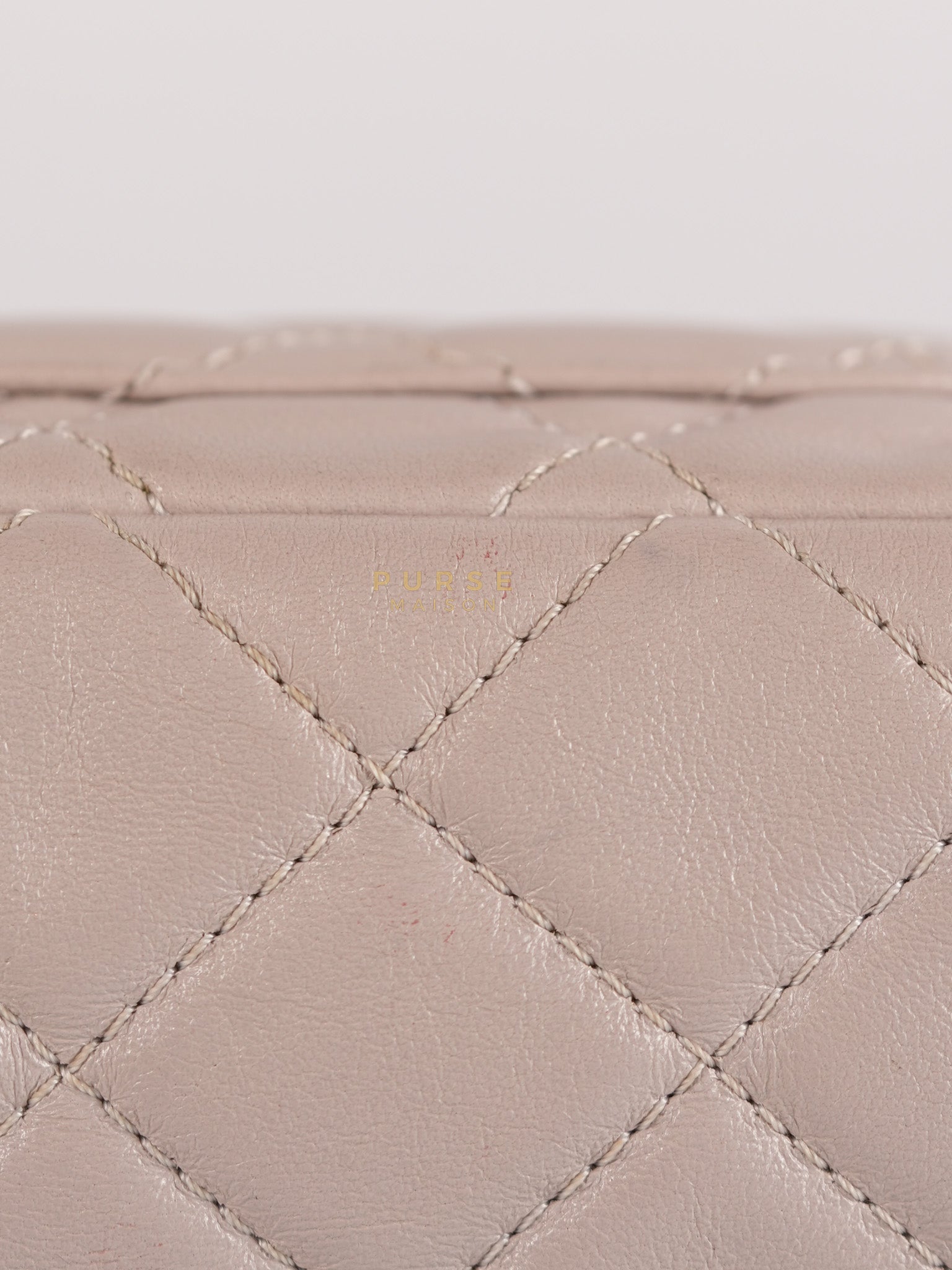 Mini Rectangle Pearl Crush in Light Purplish Gray Lambskin Leather and Aged Gold Hardware (Microchip) | Purse Maison Luxury Bags Shop