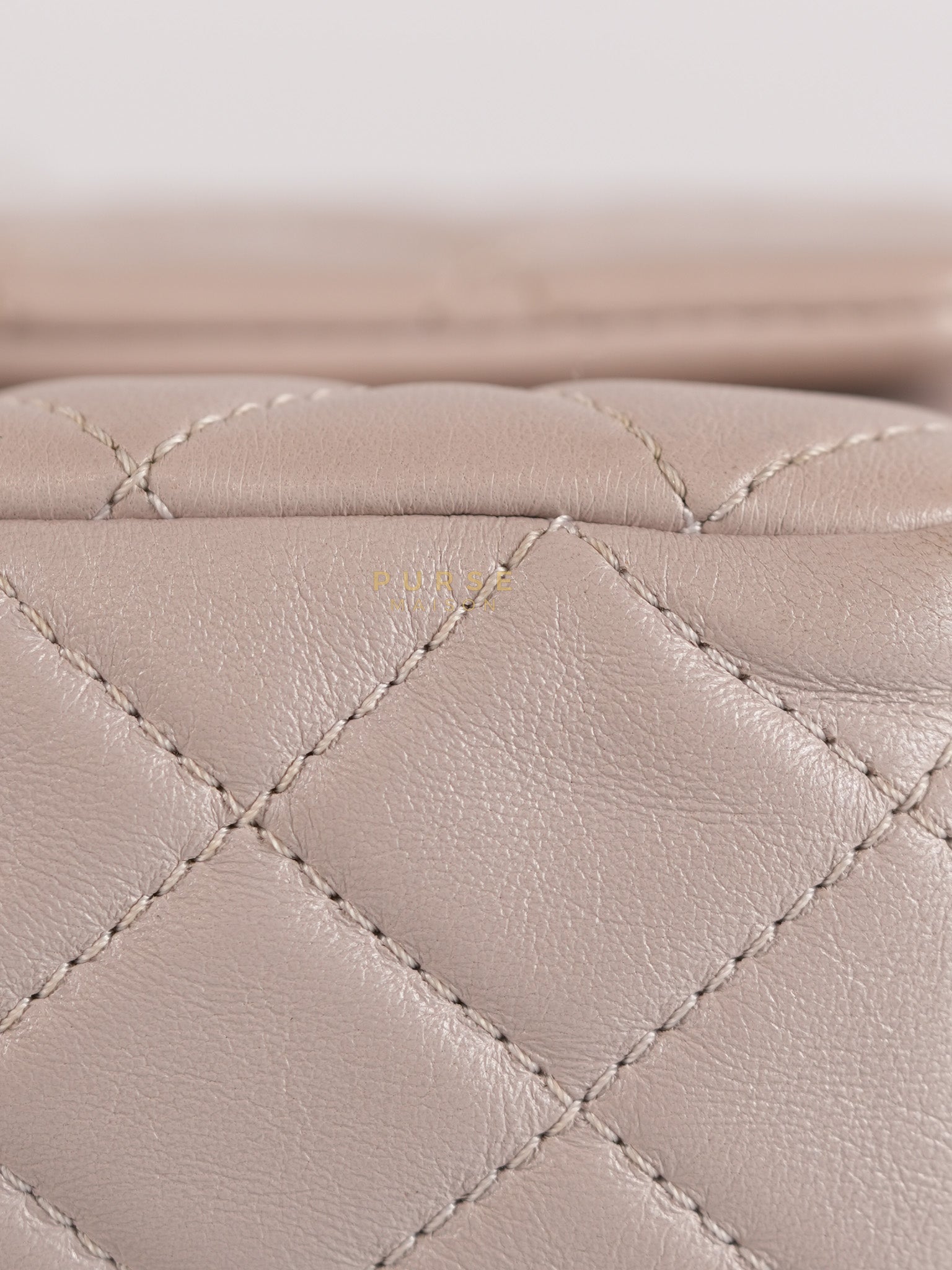 Mini Rectangle Pearl Crush in Light Purplish Gray Lambskin Leather and Aged Gold Hardware (Microchip) | Purse Maison Luxury Bags Shop