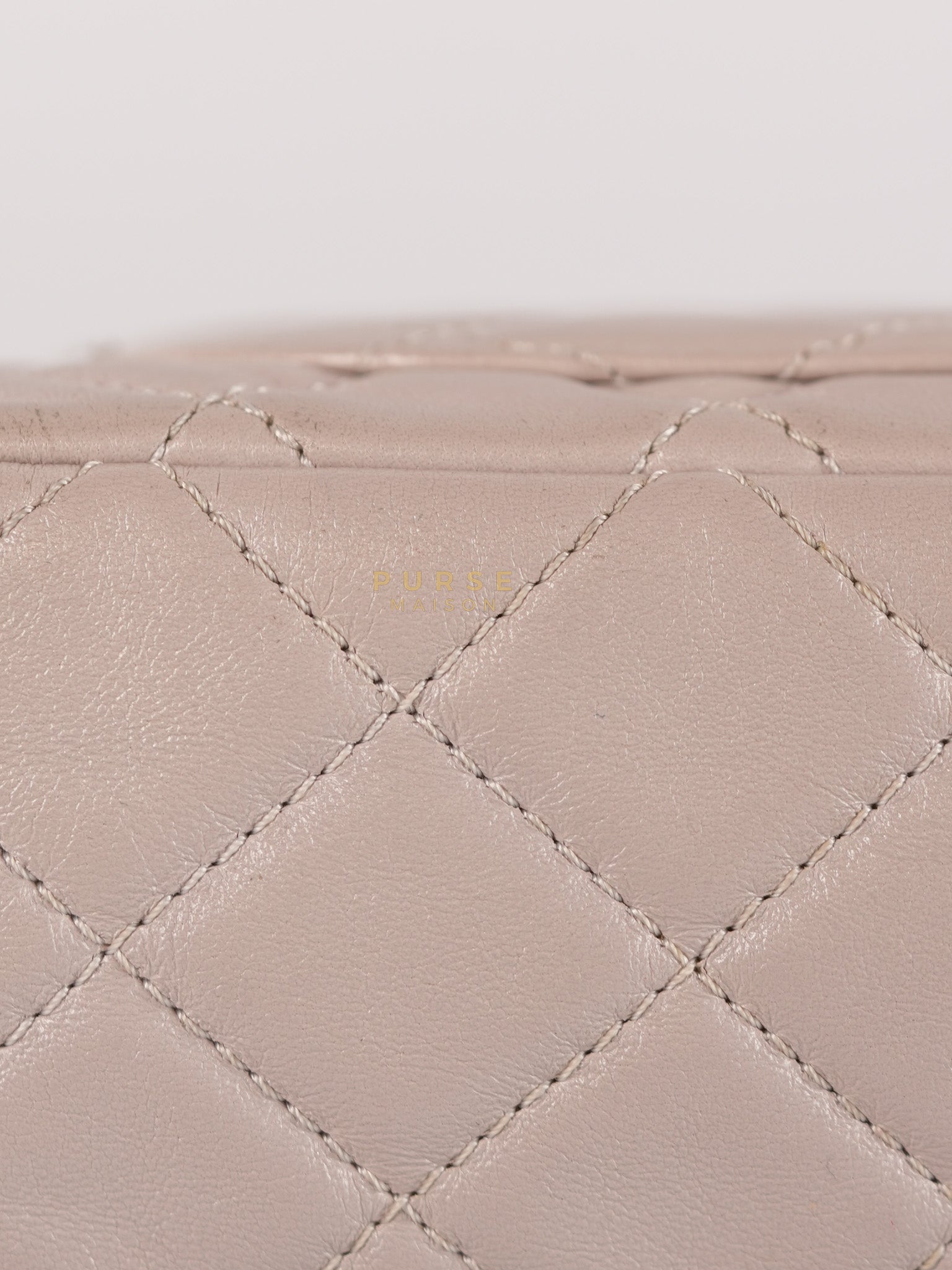 Mini Rectangle Pearl Crush in Light Purplish Gray Lambskin Leather and Aged Gold Hardware (Microchip) | Purse Maison Luxury Bags Shop