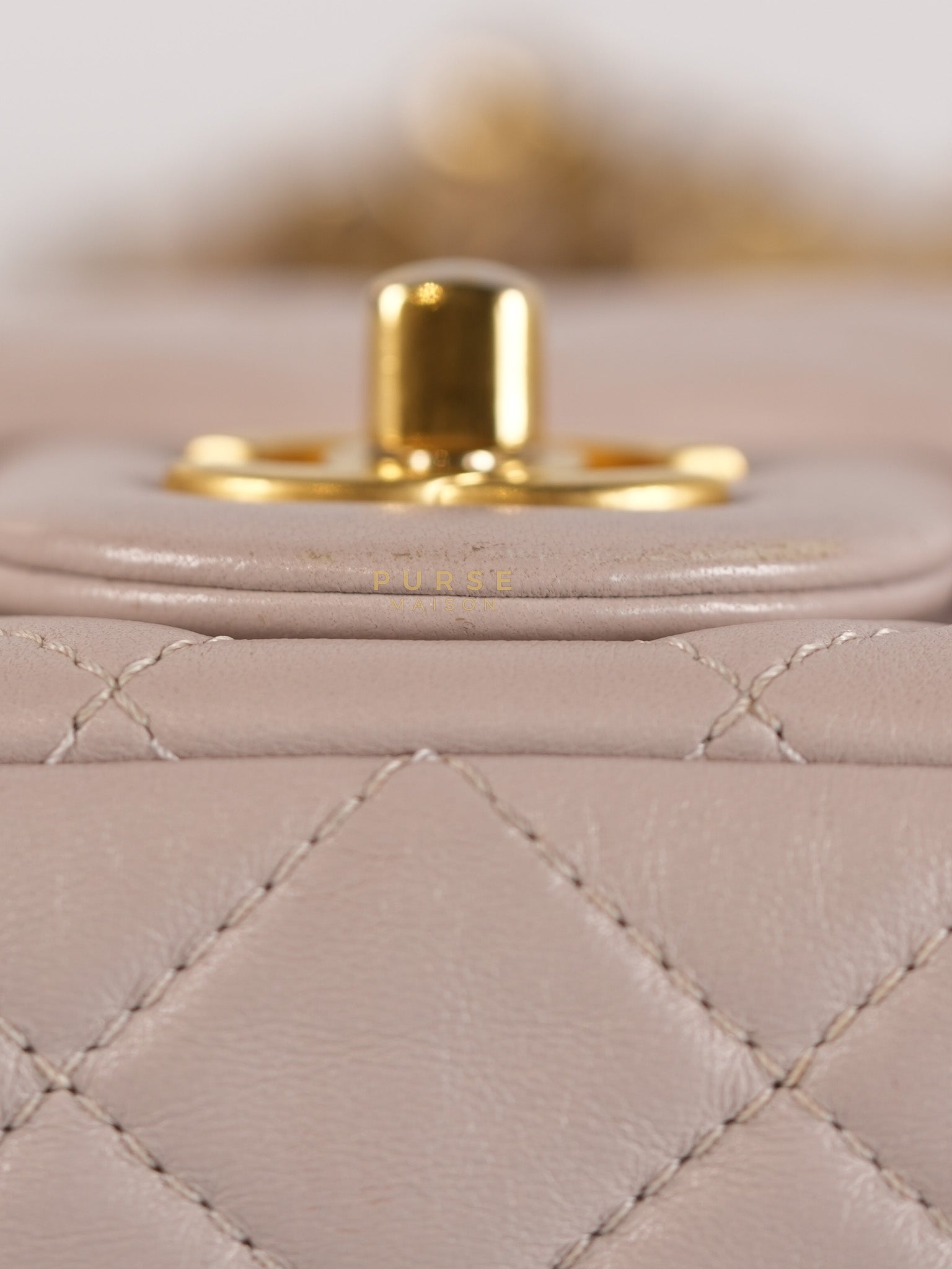 Mini Rectangle Pearl Crush in Light Purplish Gray Lambskin Leather and Aged Gold Hardware (Microchip) | Purse Maison Luxury Bags Shop