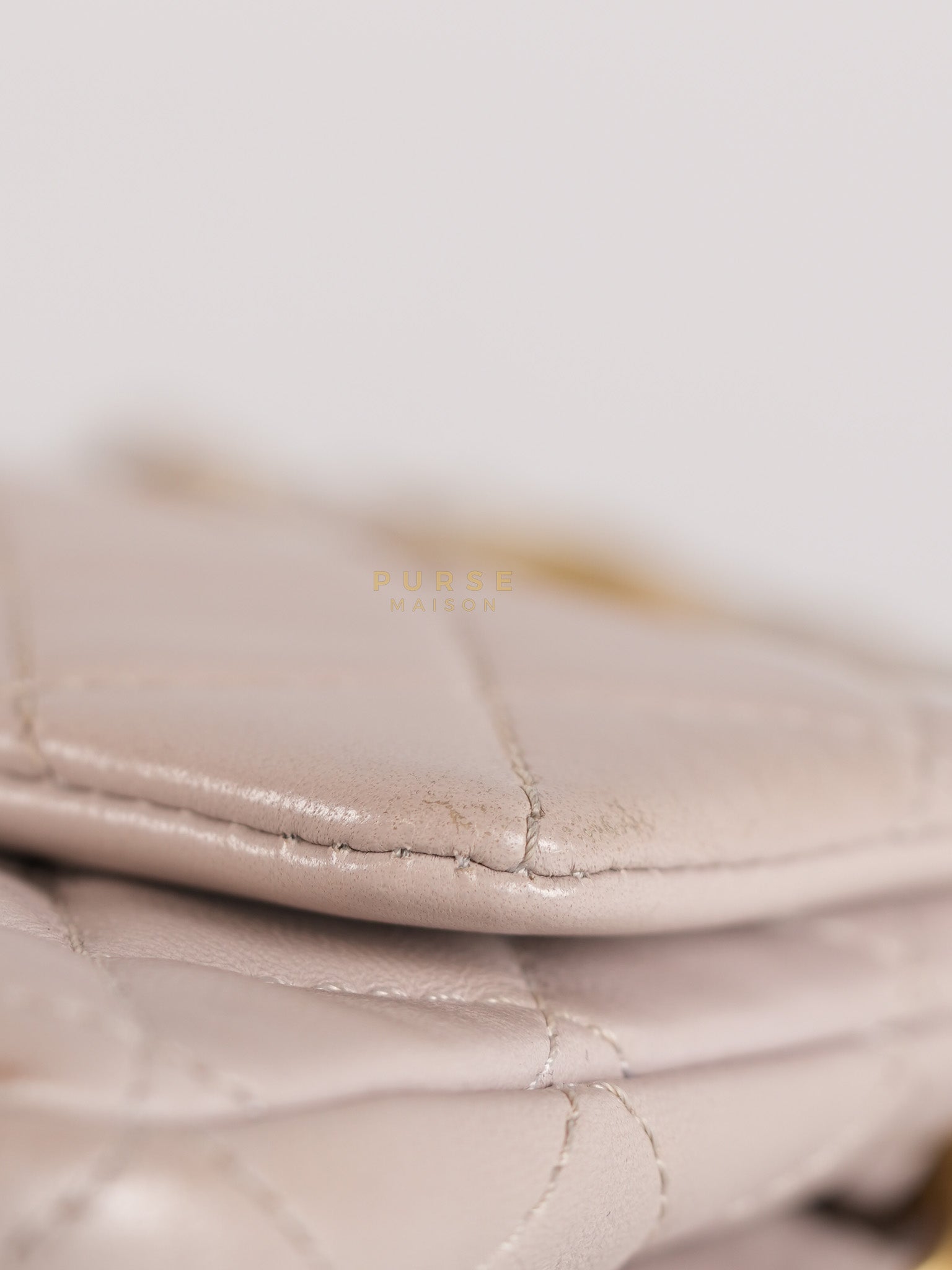 Mini Rectangle Pearl Crush in Light Purplish Gray Lambskin Leather and Aged Gold Hardware (Microchip) | Purse Maison Luxury Bags Shop