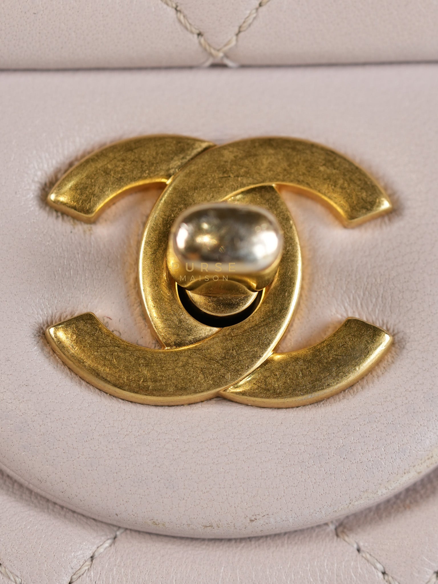 Mini Rectangle Pearl Crush in Light Purplish Gray Lambskin Leather and Aged Gold Hardware (Microchip) | Purse Maison Luxury Bags Shop