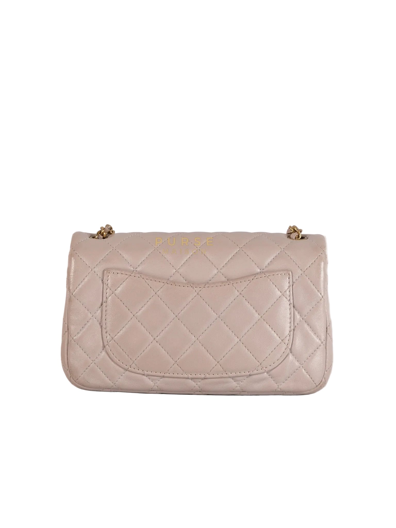 Mini Rectangle Pearl Crush in Light Purplish Gray Lambskin Leather and Aged Gold Hardware (Microchip) | Purse Maison Luxury Bags Shop