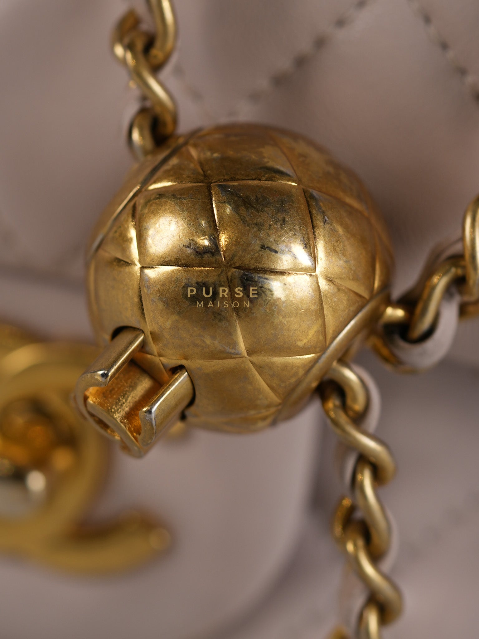 Mini Rectangle Pearl Crush in Light Purplish Gray Lambskin Leather and Aged Gold Hardware (Microchip) | Purse Maison Luxury Bags Shop