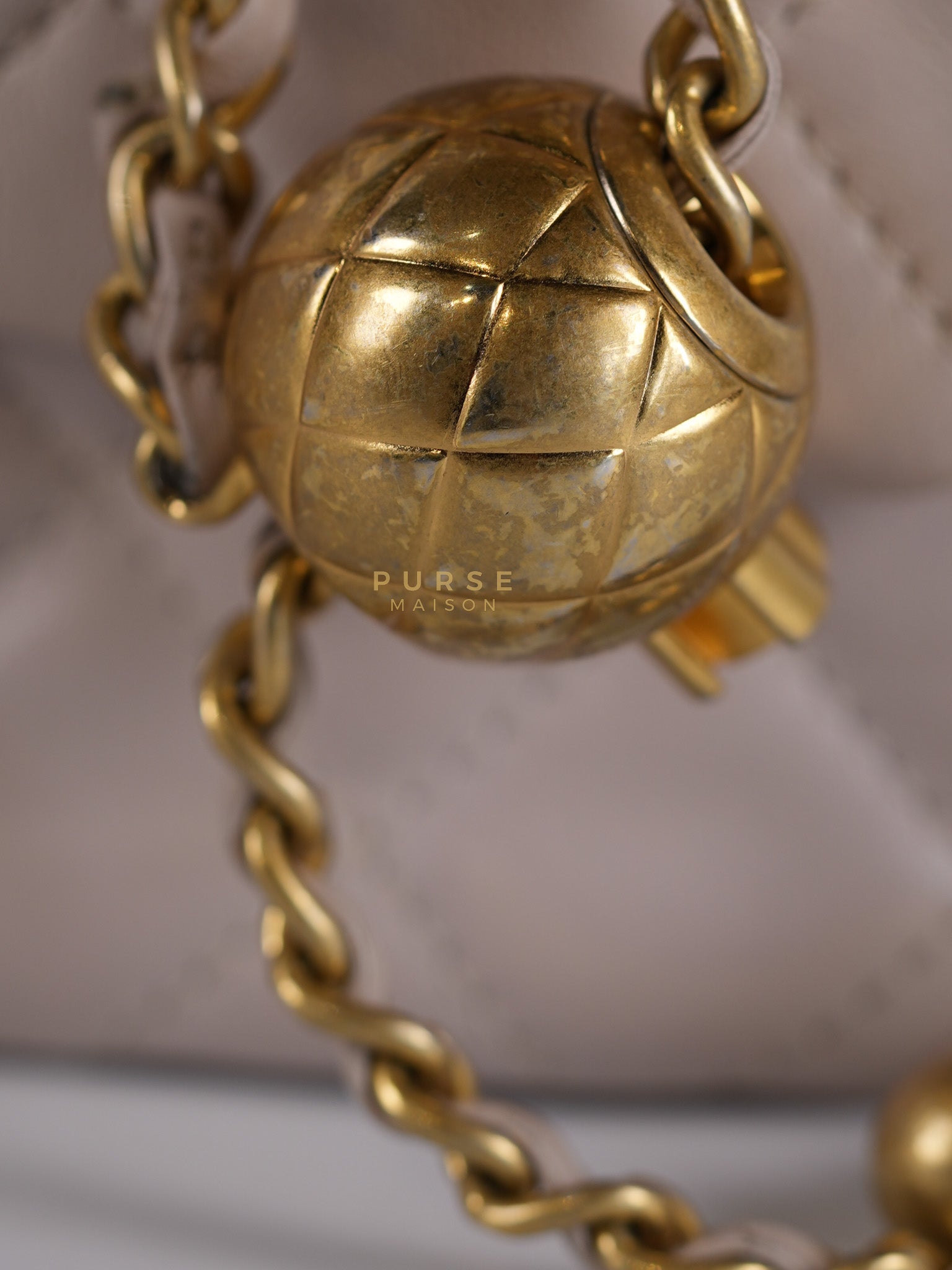 Mini Rectangle Pearl Crush in Light Purplish Gray Lambskin Leather and Aged Gold Hardware (Microchip) | Purse Maison Luxury Bags Shop