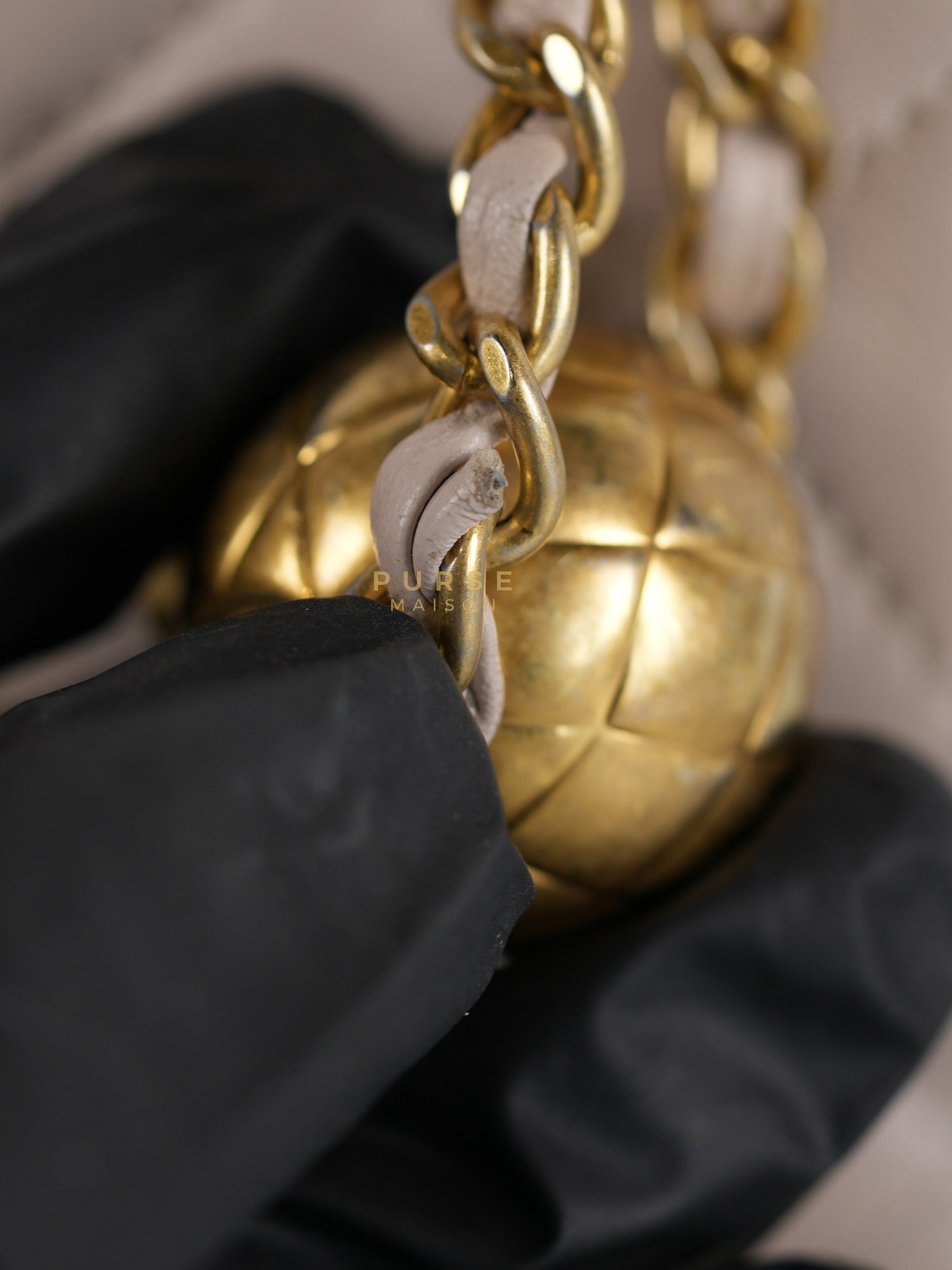 Mini Rectangle Pearl Crush in Light Purplish Gray Lambskin Leather and Aged Gold Hardware (Microchip) | Purse Maison Luxury Bags Shop