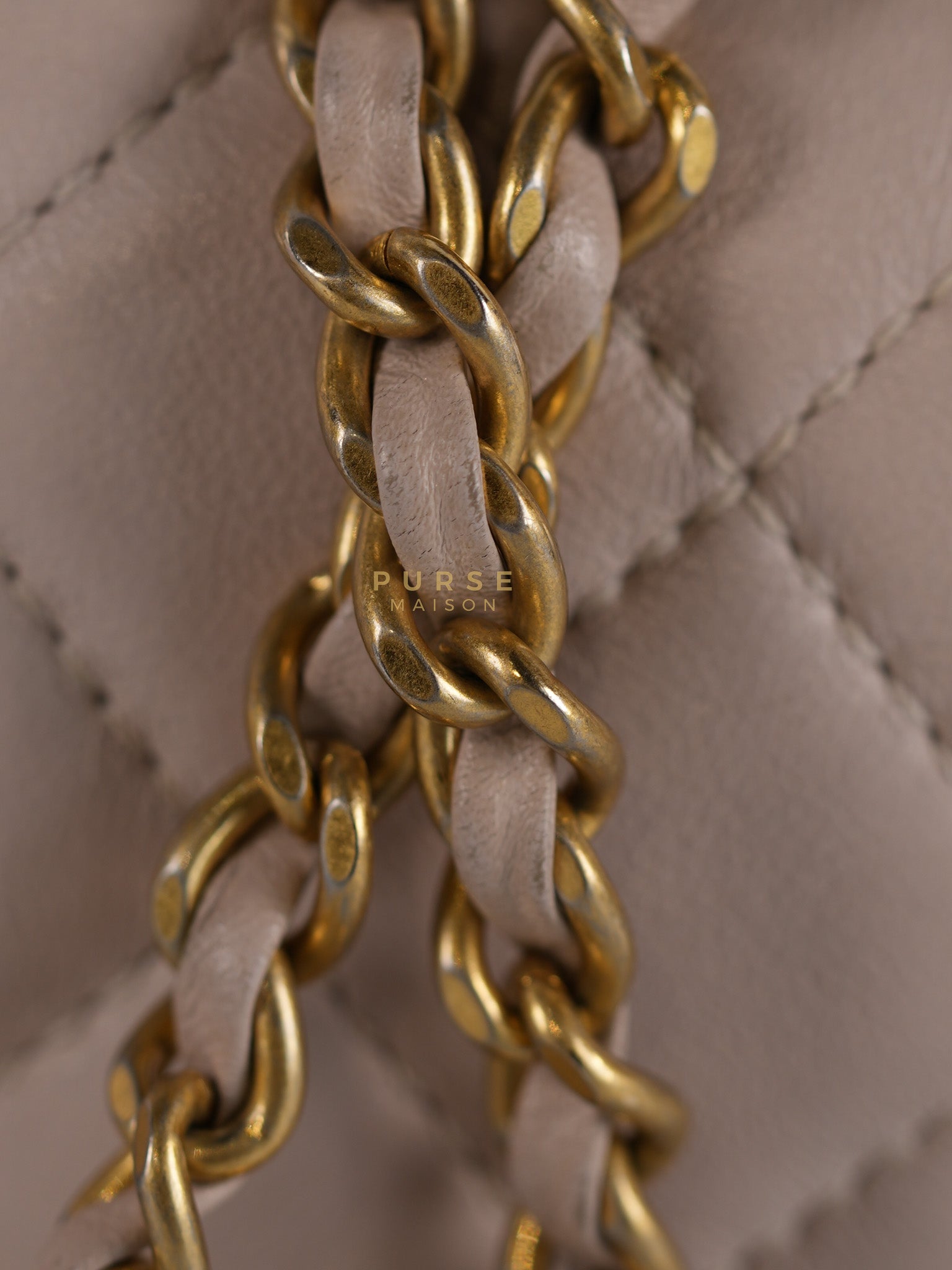 Mini Rectangle Pearl Crush in Light Purplish Gray Lambskin Leather and Aged Gold Hardware (Microchip) | Purse Maison Luxury Bags Shop