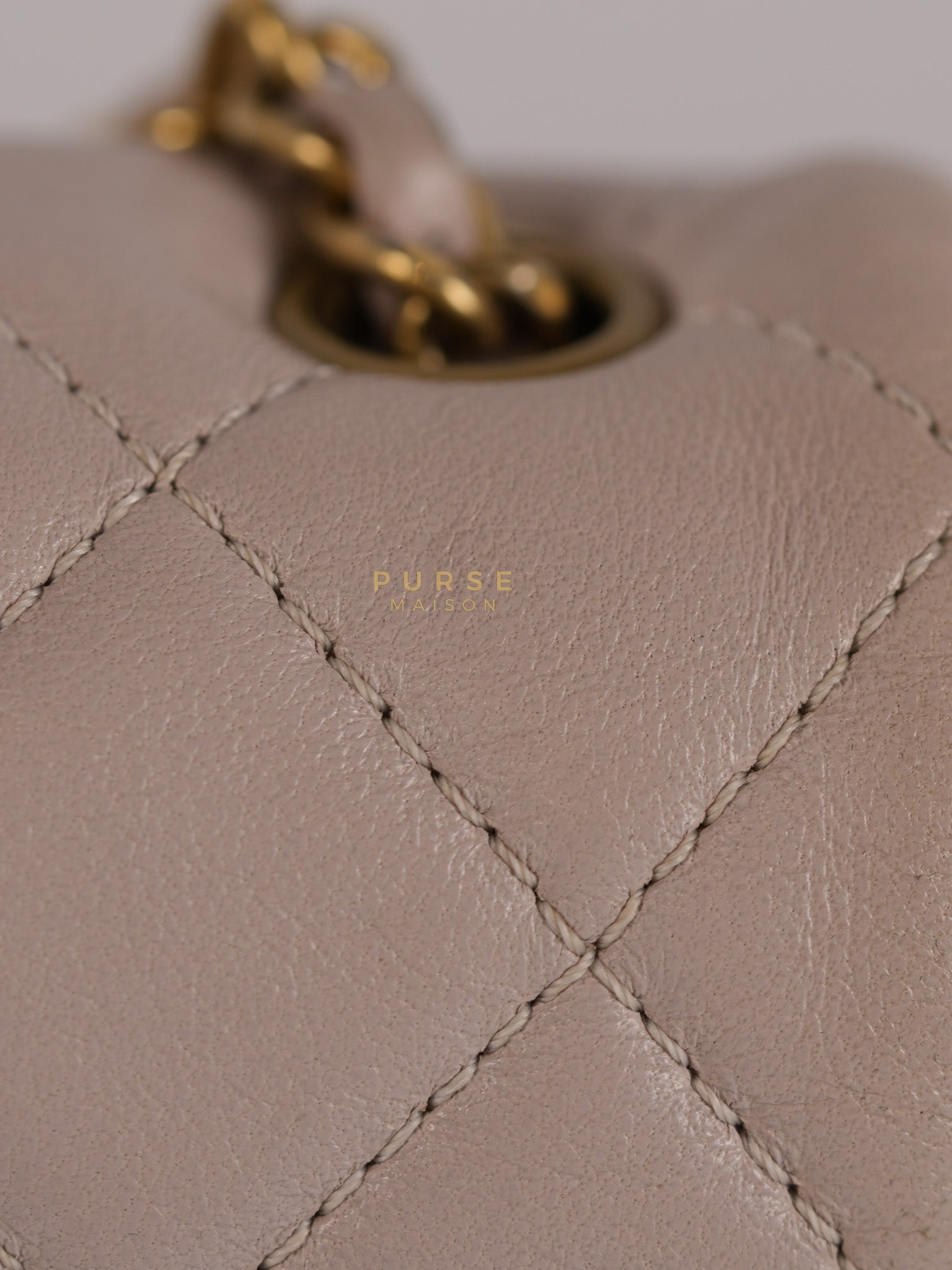 Mini Rectangle Pearl Crush in Light Purplish Gray Lambskin Leather and Aged Gold Hardware (Microchip) | Purse Maison Luxury Bags Shop