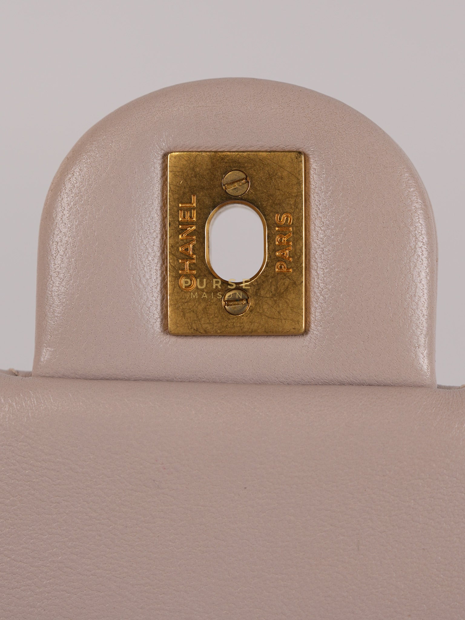 Mini Rectangle Pearl Crush in Light Purplish Gray Lambskin Leather and Aged Gold Hardware (Microchip) | Purse Maison Luxury Bags Shop