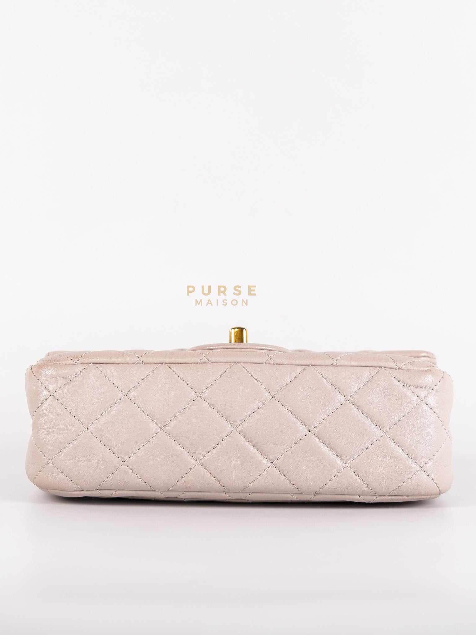 Mini Rectangle Pearl Crush in Light Purplish Gray Lambskin Leather and Aged Gold Hardware (Microchip) | Purse Maison Luxury Bags Shop