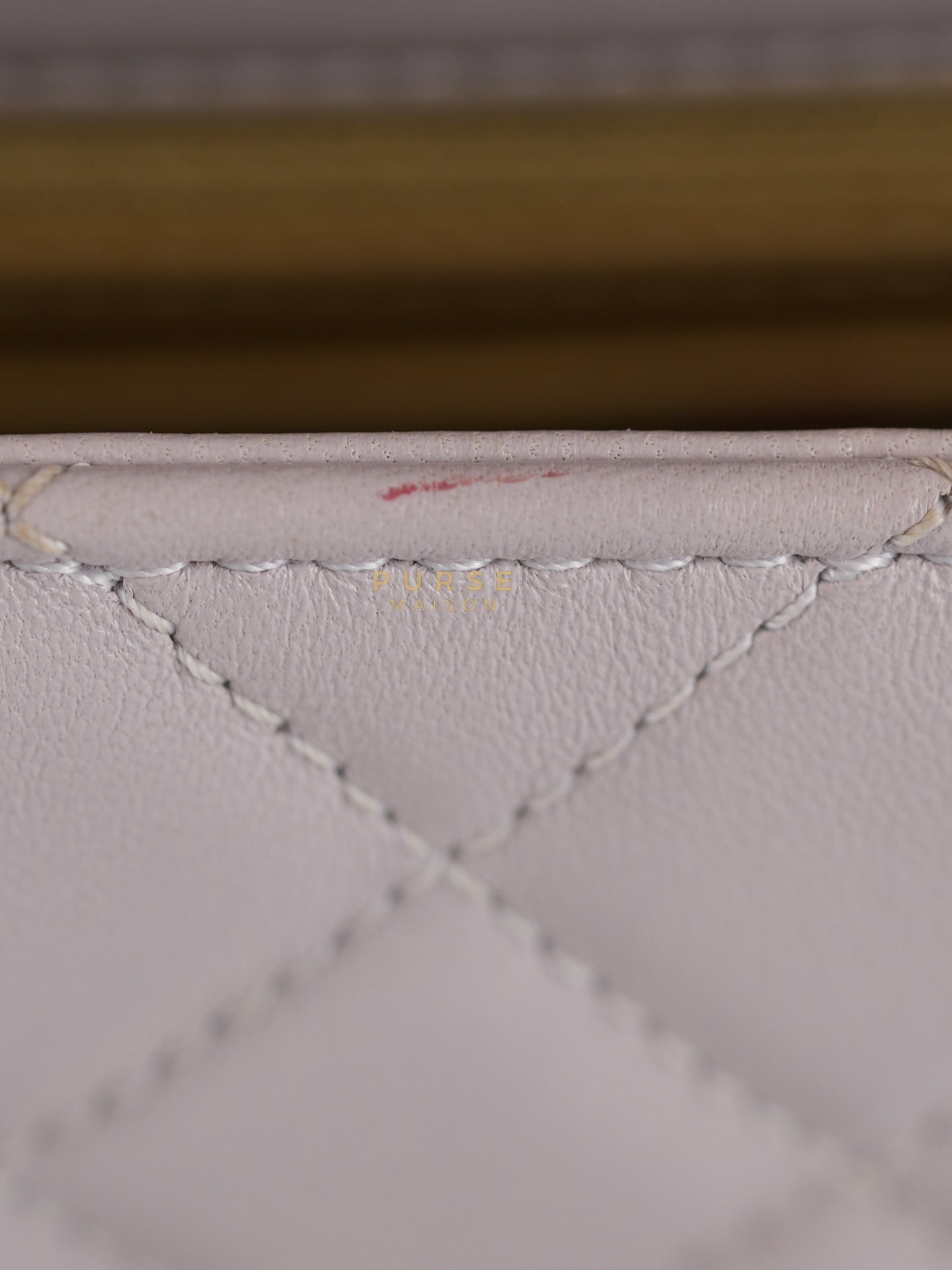 Mini Rectangle Pearl Crush in Light Purplish Gray Lambskin Leather and Aged Gold Hardware (Microchip) | Purse Maison Luxury Bags Shop