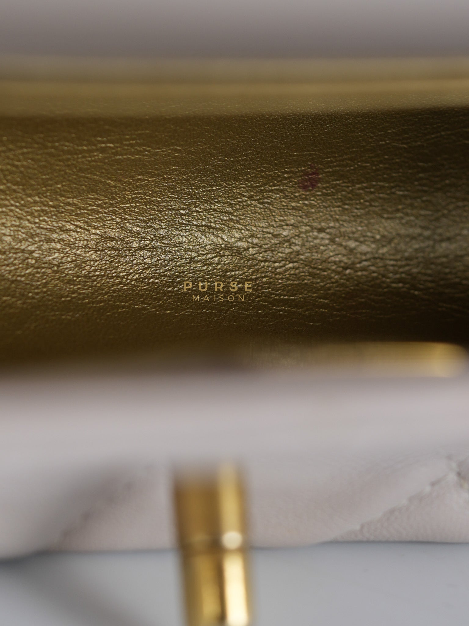 Mini Rectangle Pearl Crush in Light Purplish Gray Lambskin Leather and Aged Gold Hardware (Microchip) | Purse Maison Luxury Bags Shop