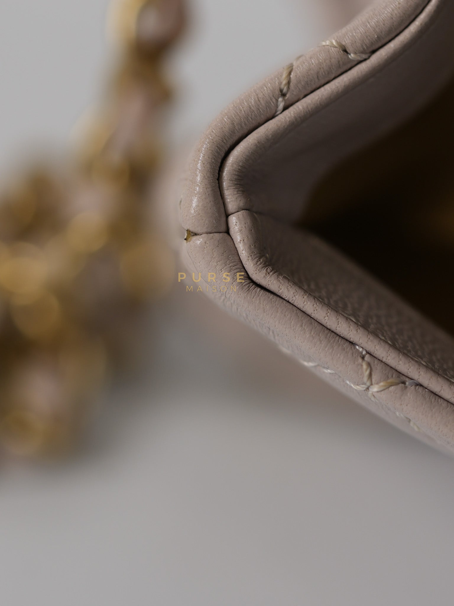 Mini Rectangle Pearl Crush in Light Purplish Gray Lambskin Leather and Aged Gold Hardware (Microchip) | Purse Maison Luxury Bags Shop