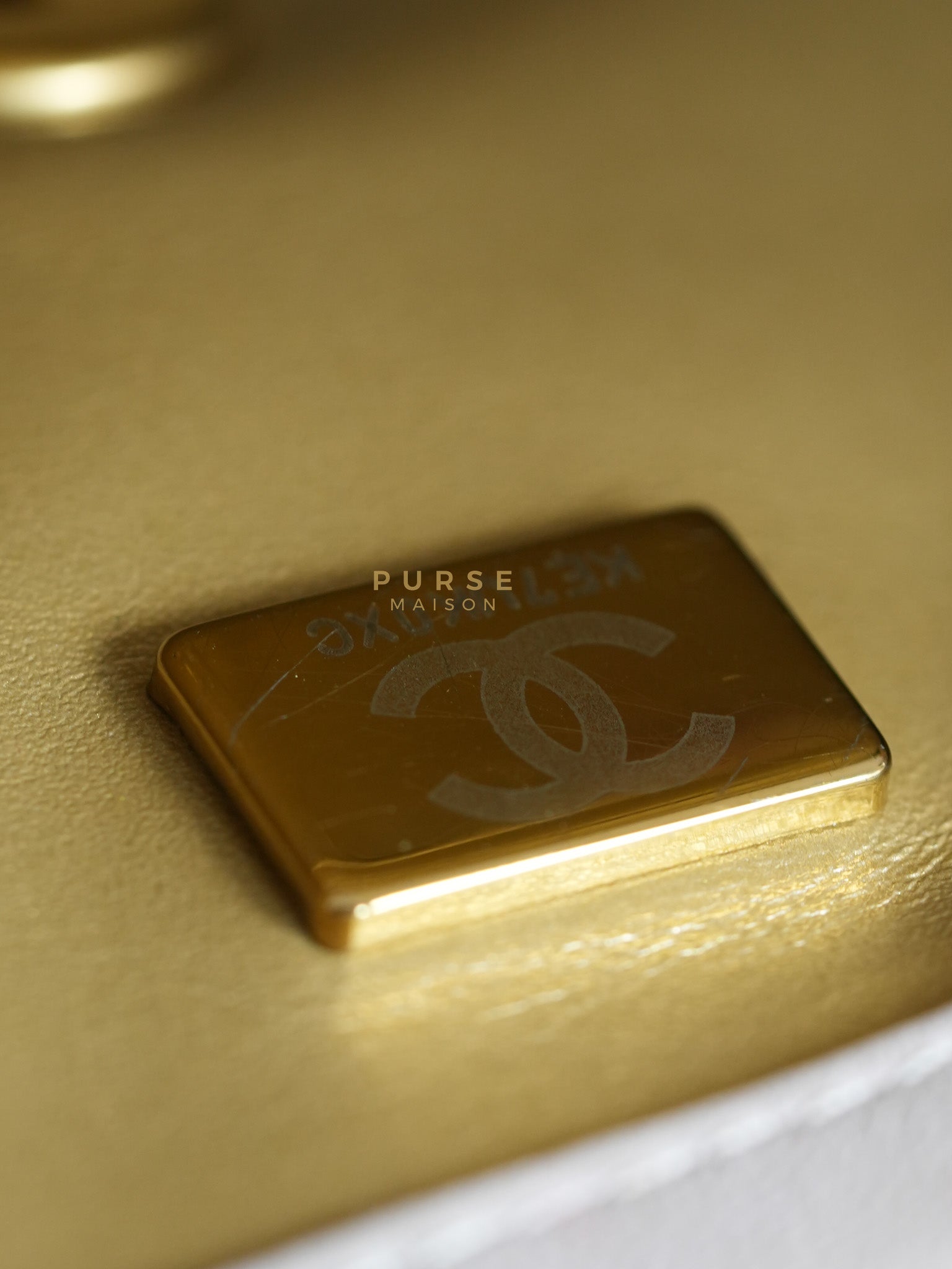 Mini Rectangle Pearl Crush in Light Purplish Gray Lambskin Leather and Aged Gold Hardware (Microchip) | Purse Maison Luxury Bags Shop