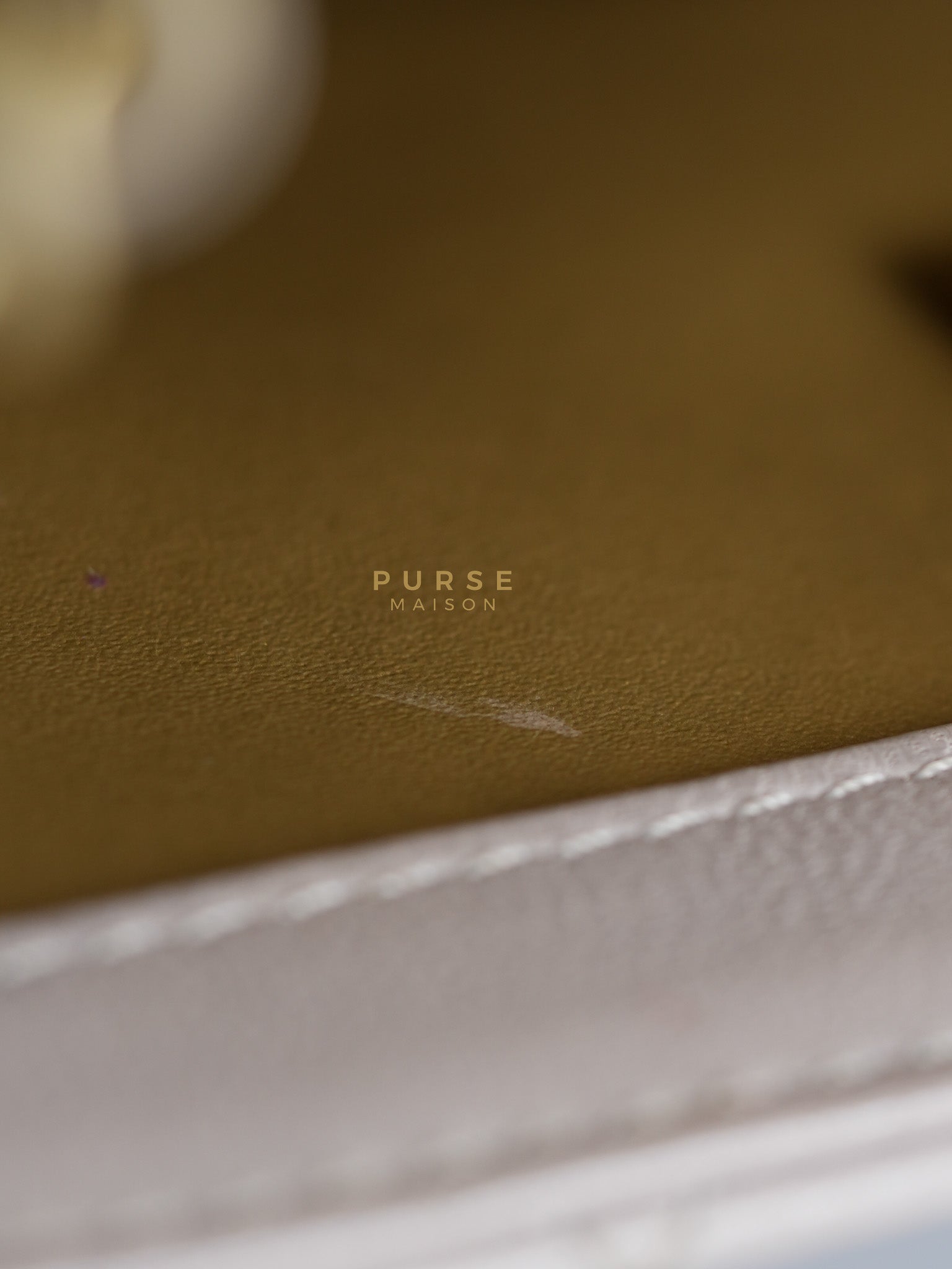 Mini Rectangle Pearl Crush in Light Purplish Gray Lambskin Leather and Aged Gold Hardware (Microchip) | Purse Maison Luxury Bags Shop