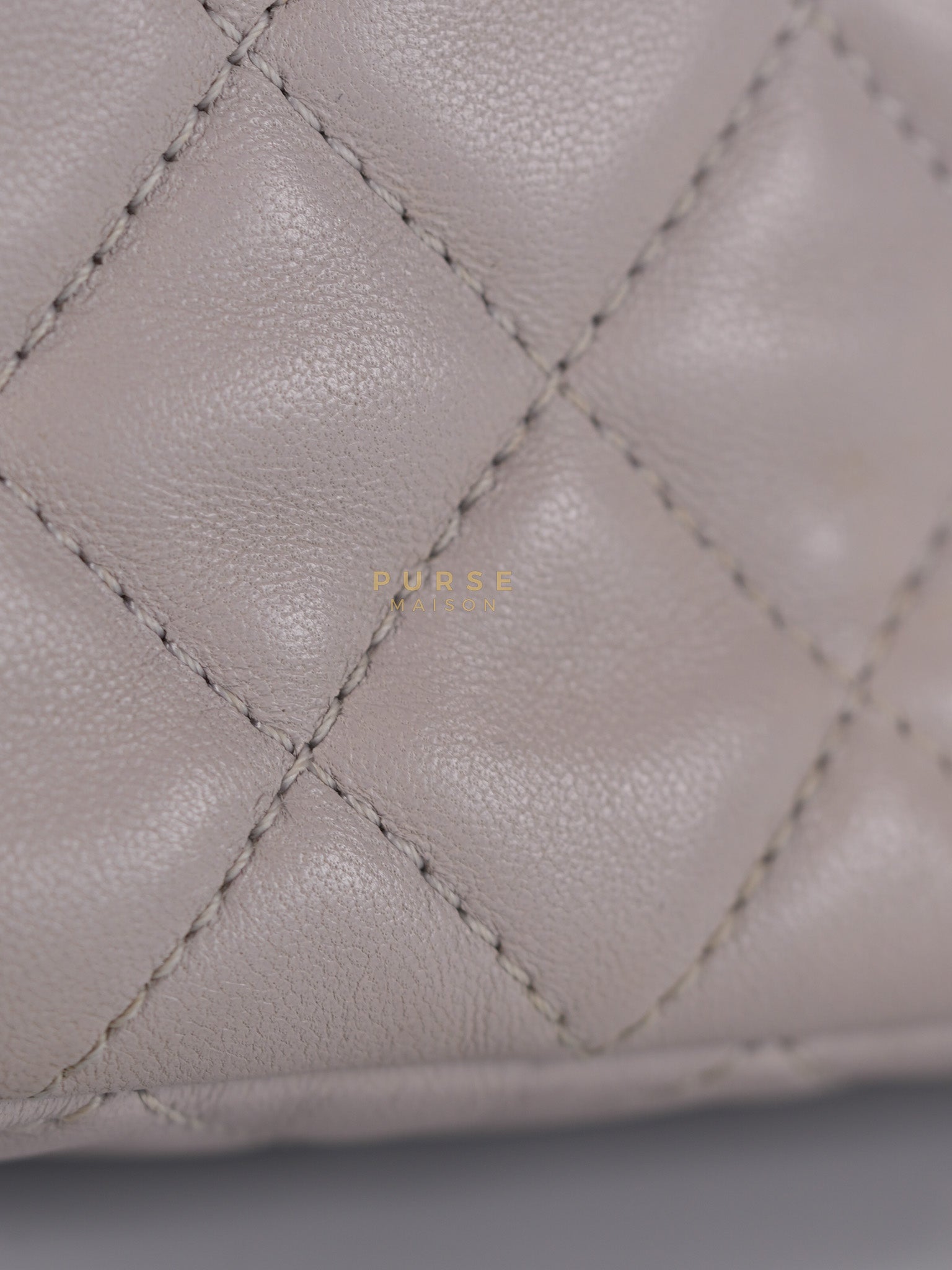 Mini Rectangle Pearl Crush in Light Purplish Gray Lambskin Leather and Aged Gold Hardware (Microchip) | Purse Maison Luxury Bags Shop