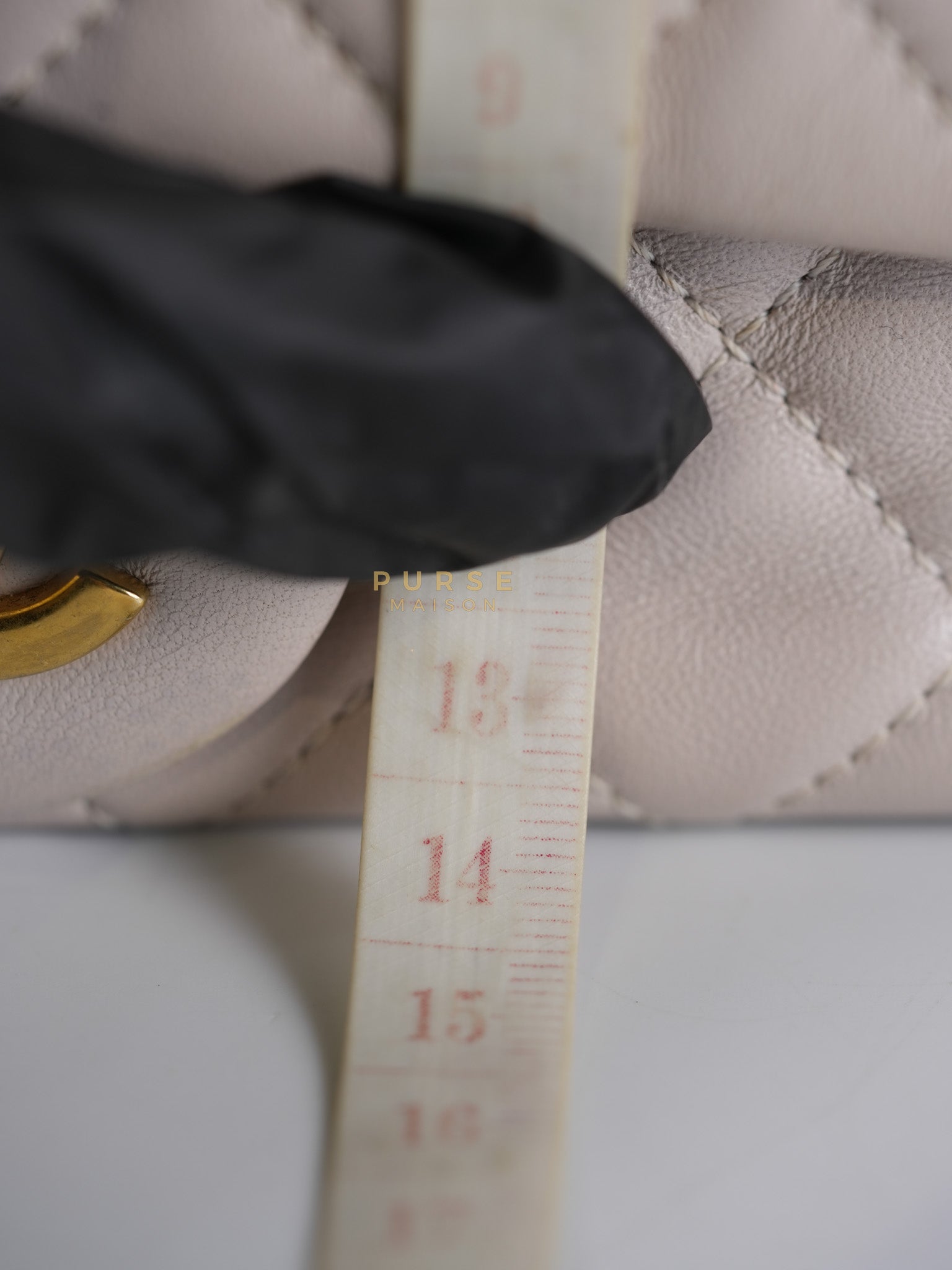 Mini Rectangle Pearl Crush in Light Purplish Gray Lambskin Leather and Aged Gold Hardware (Microchip) | Purse Maison Luxury Bags Shop