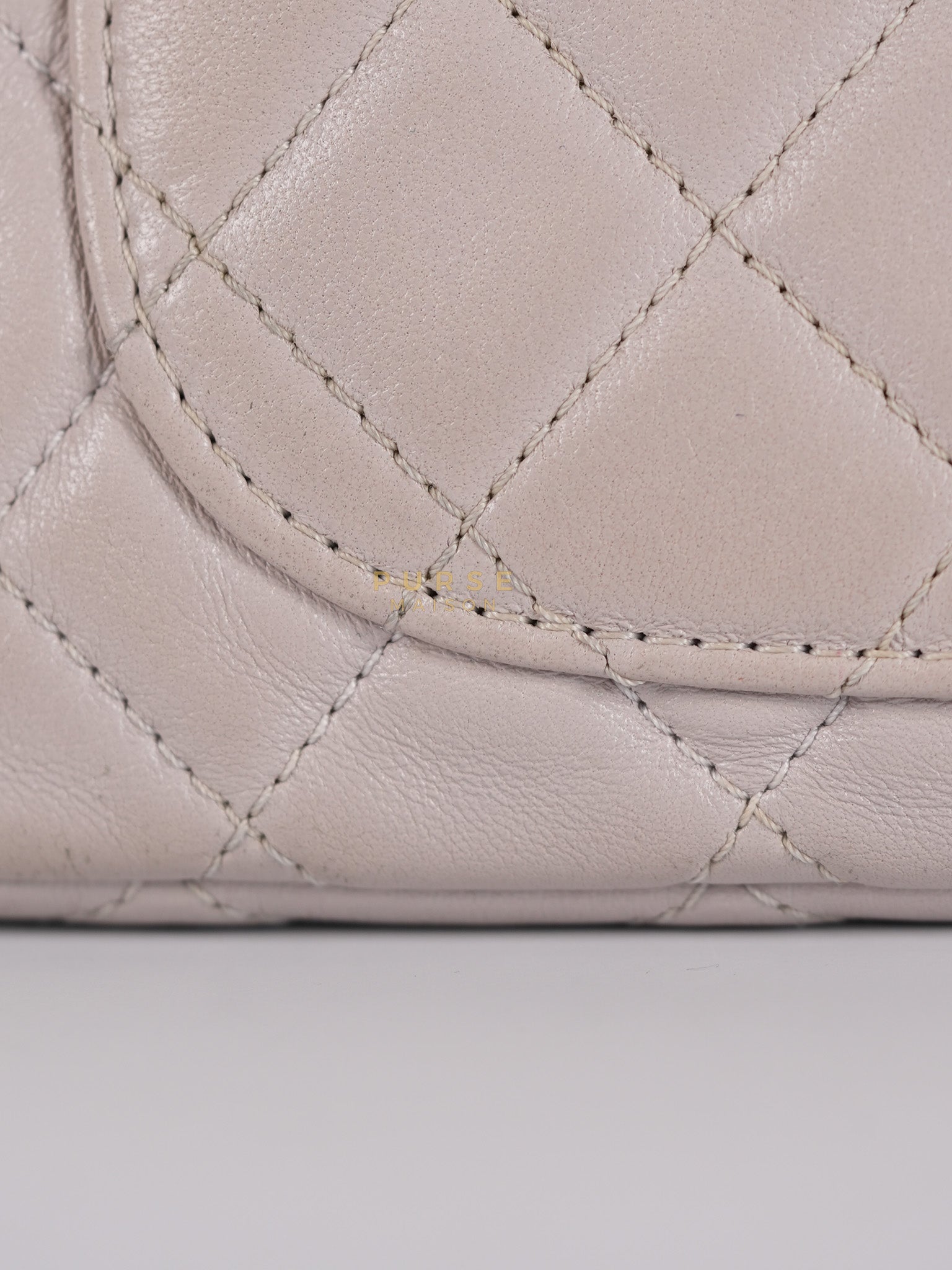 Mini Rectangle Pearl Crush in Light Purplish Gray Lambskin Leather and Aged Gold Hardware (Microchip) | Purse Maison Luxury Bags Shop