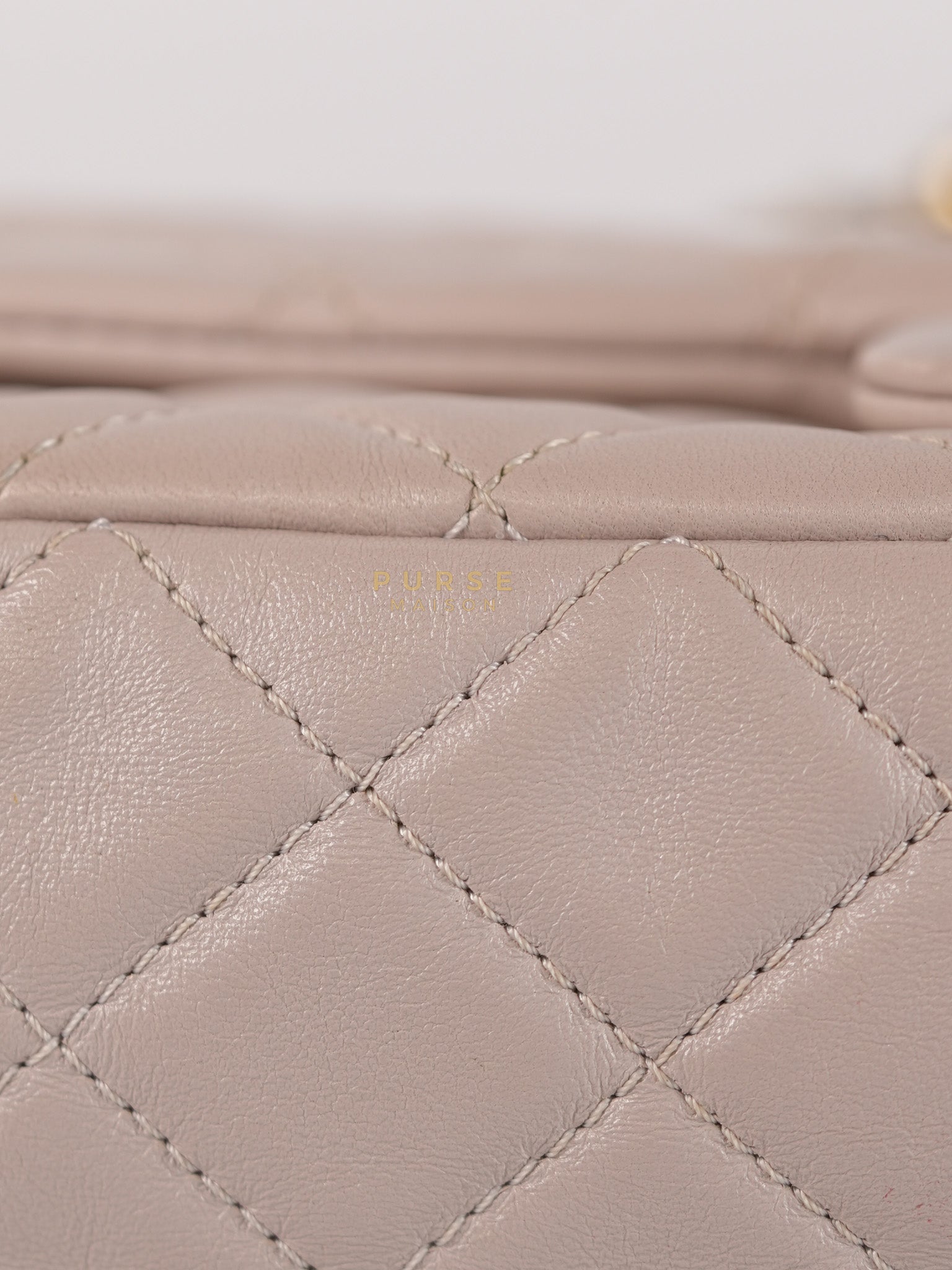 Mini Rectangle Pearl Crush in Light Purplish Gray Lambskin Leather and Aged Gold Hardware (Microchip) | Purse Maison Luxury Bags Shop