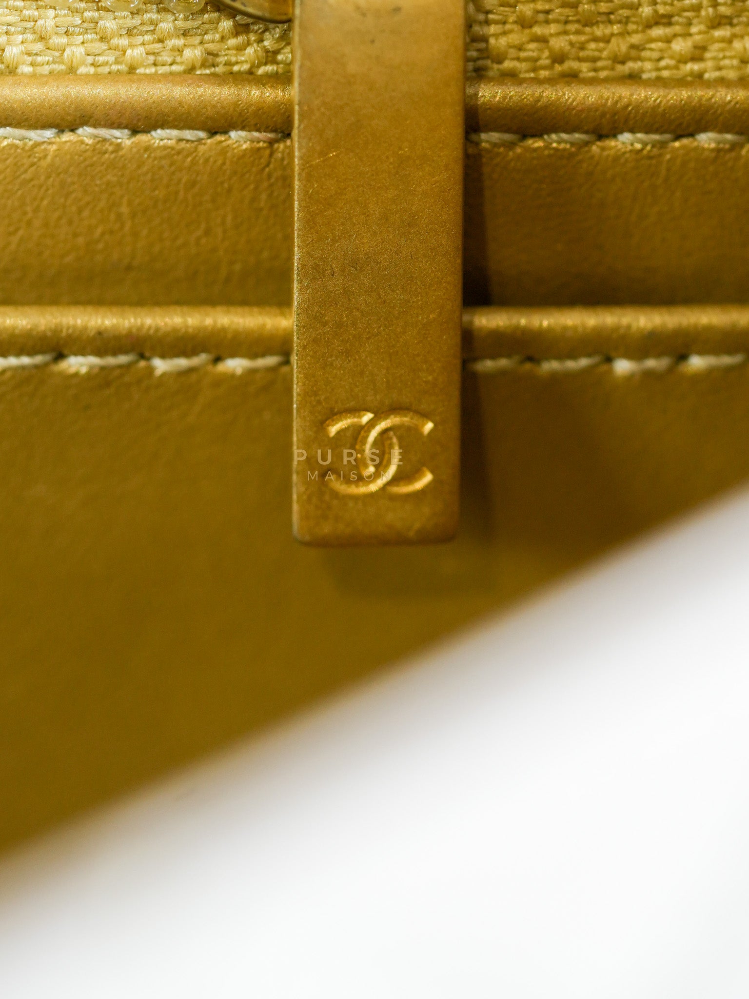 Mini Rectangle Pearl Crush in Light Purplish Gray Lambskin Leather and Aged Gold Hardware (Microchip) | Purse Maison Luxury Bags Shop