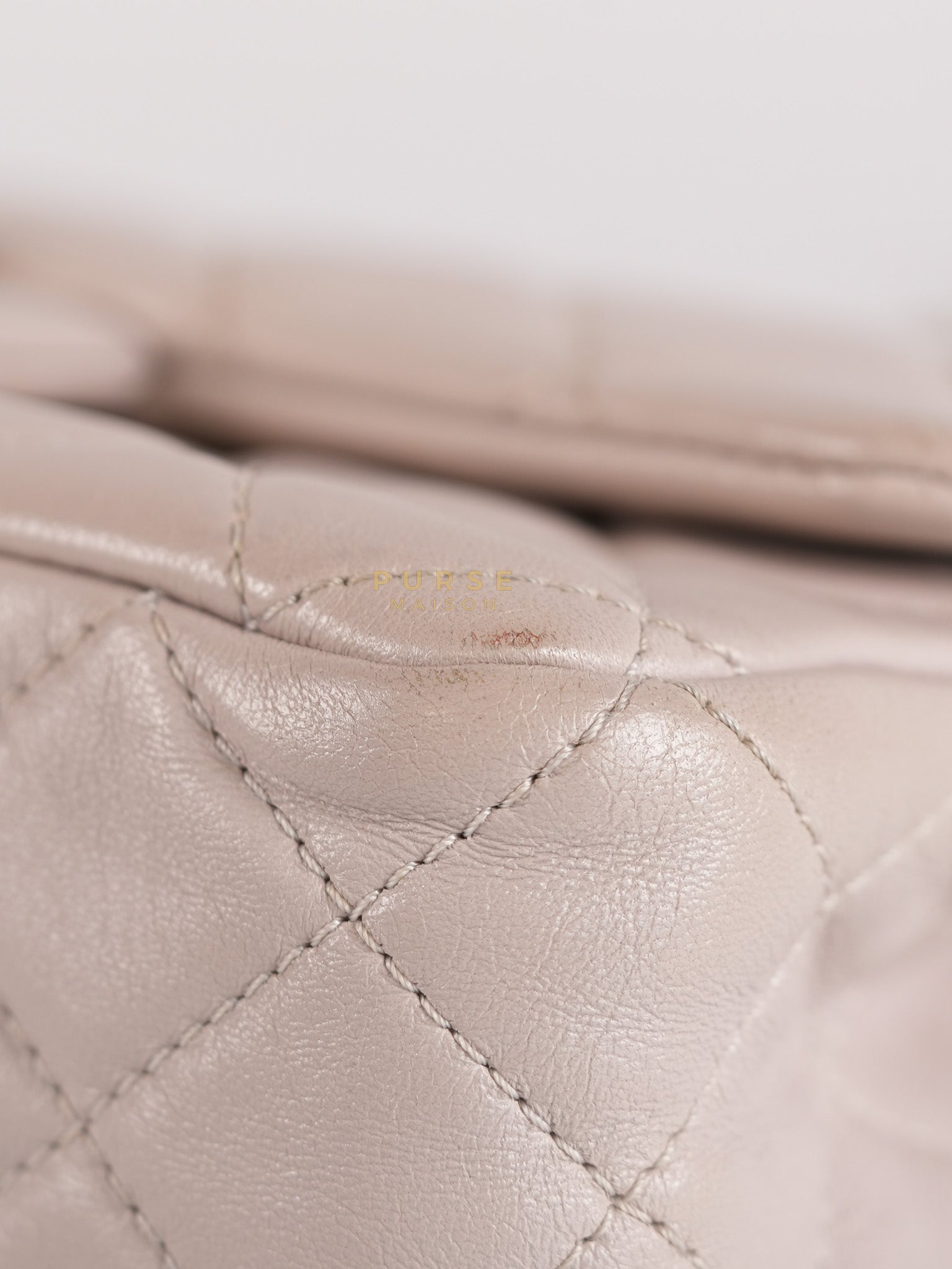 Mini Rectangle Pearl Crush in Light Purplish Gray Lambskin Leather and Aged Gold Hardware (Microchip) | Purse Maison Luxury Bags Shop