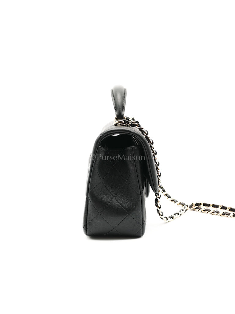 Mini Rectangle Top Handle Bag in Black Lambskin Leather & Light Gold Hardware Microchip LTE6HGJ6 | Purse Maison Luxury Bags Shop