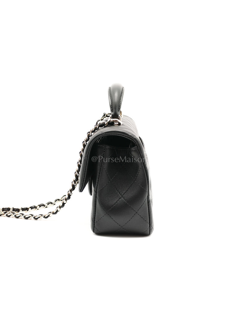 Mini Rectangle Top Handle Bag in Black Lambskin Leather & Light Gold Hardware Microchip LTE6HGJ6 | Purse Maison Luxury Bags Shop